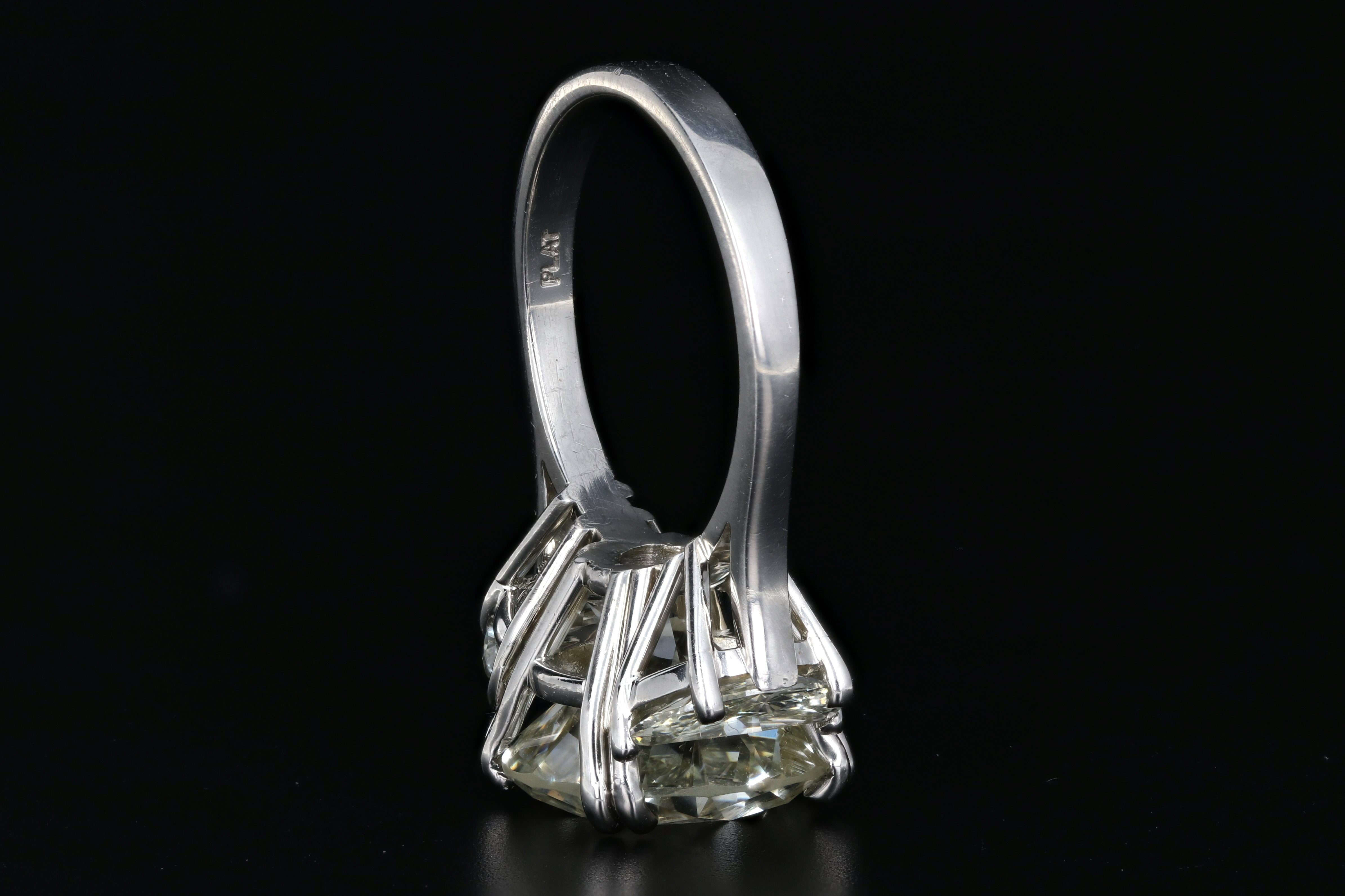 New Platinum 8.4 Carat Diamond with Two Half Moon Diamond Engagement Ring - Queen May