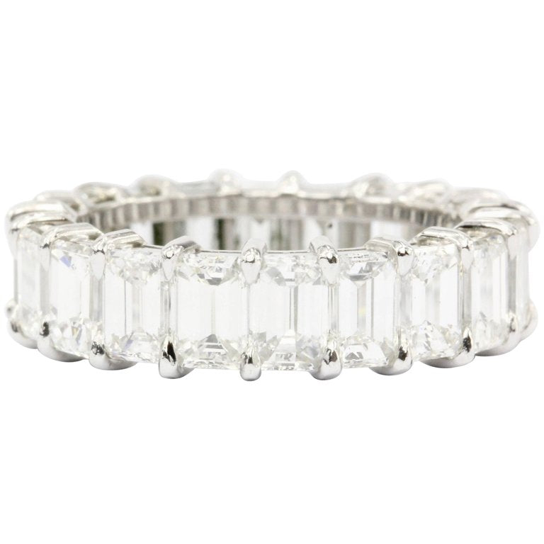Platinum 5.5 CTW Emerald Cut Diamond Eternity Band - Queen May