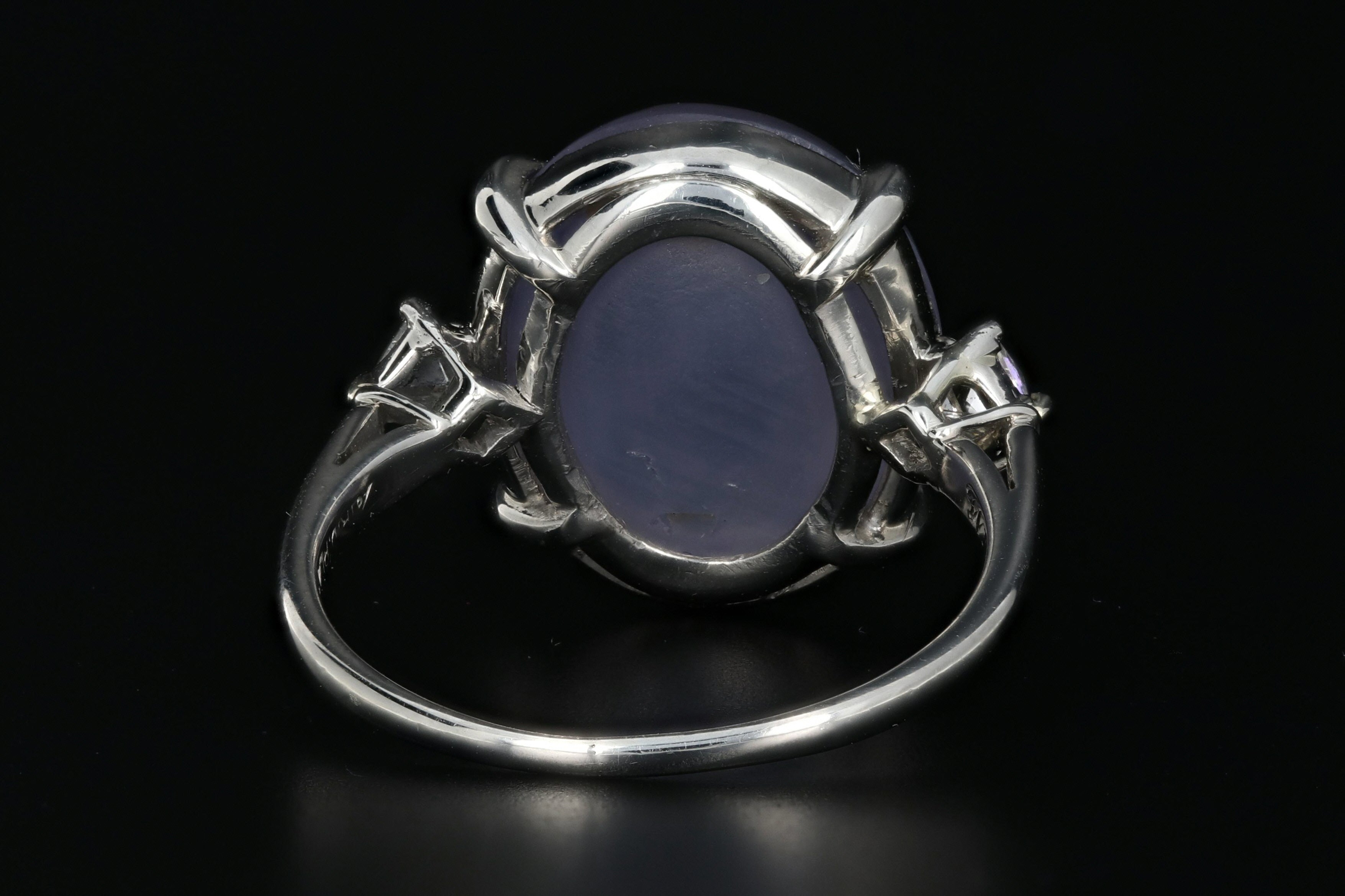 1930's Platinum 18.56 CT Natural Star Sapphire .18 CTW French Cut Diamond Ring - Queen May
