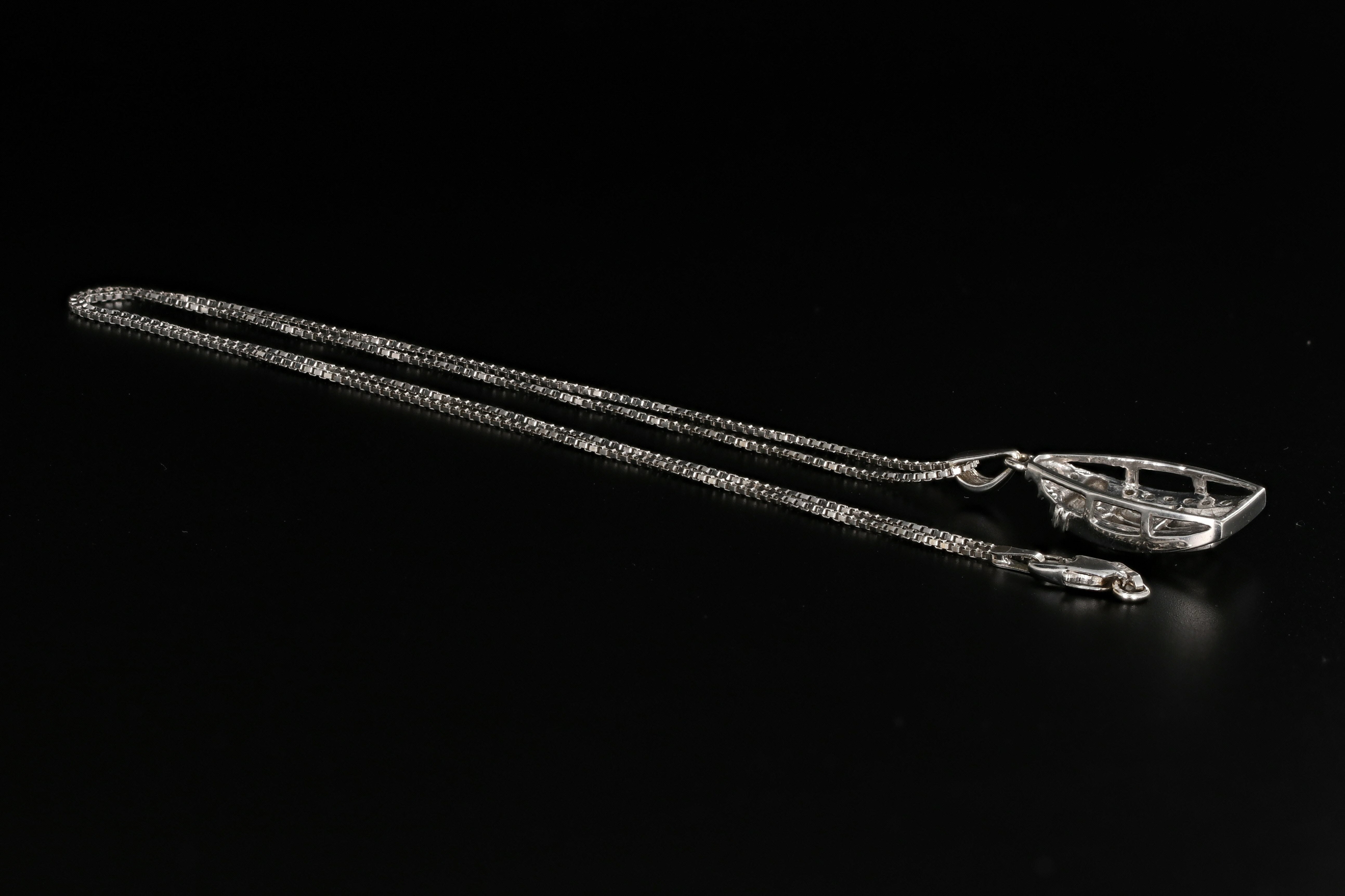 14K White Gold .75 CTW Diamond Pendant Necklace - Queen May