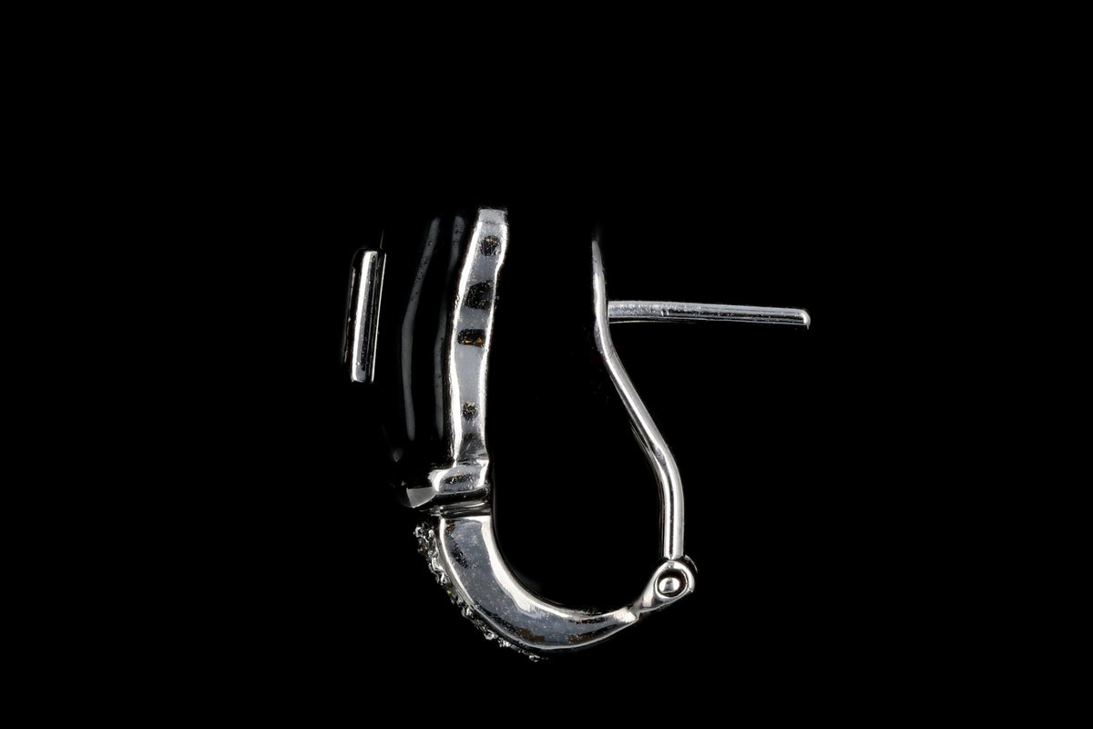 18K White Gold .50 CTW Diamond & Onyx Earrings - Queen May