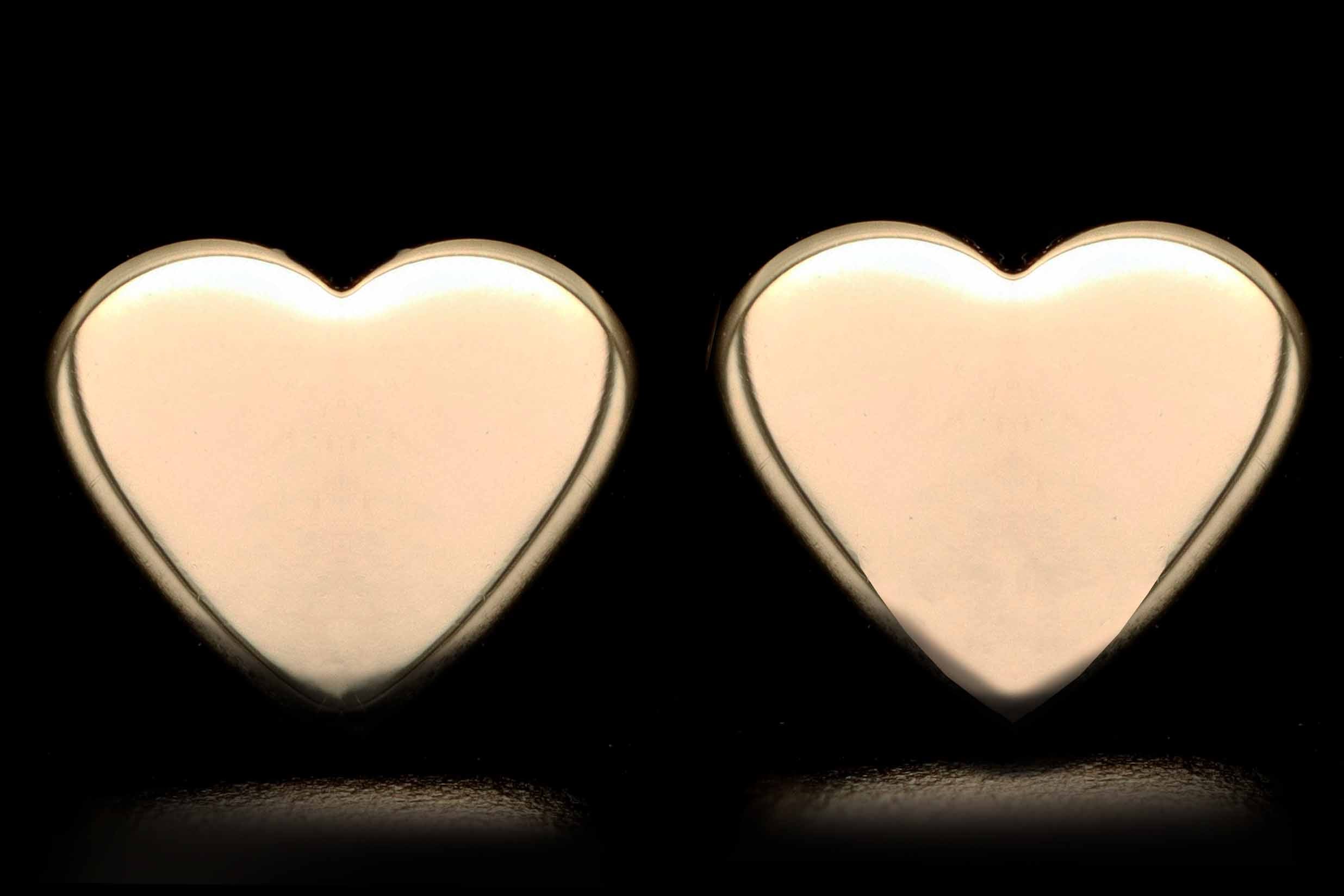 New 14K Yellow Gold Heart Stud Earrings - Queen May
