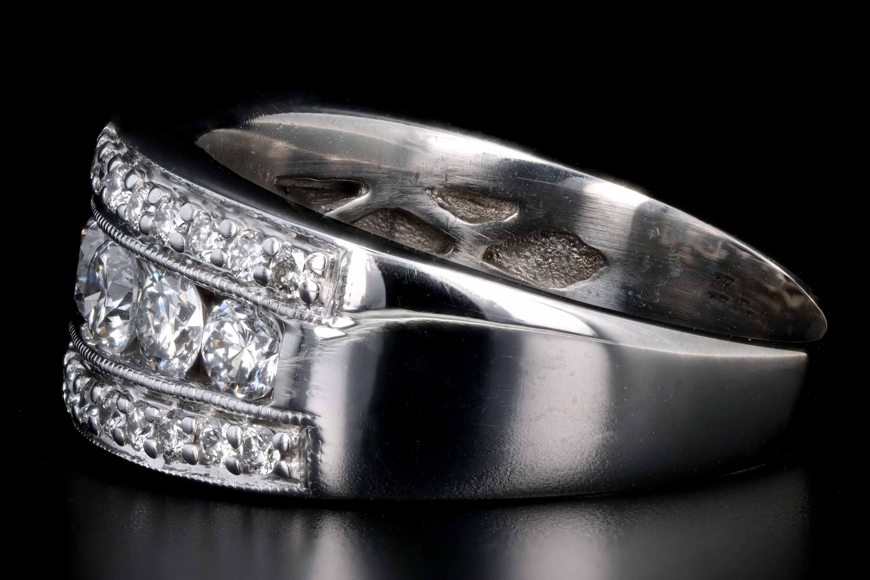 Modern 14K White Gold 1 Carat Total Round Brilliant Cut Diamond Band - Queen May