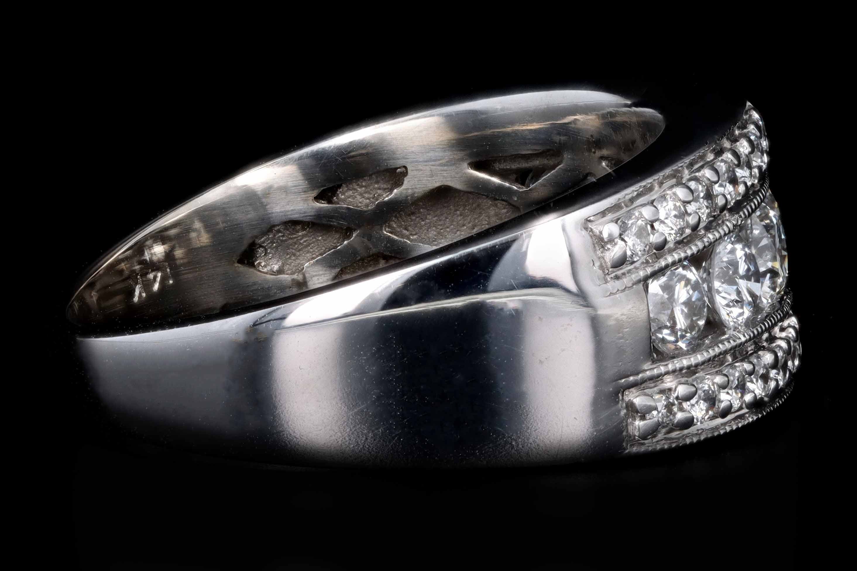 Modern 14K White Gold 1 Carat Total Round Brilliant Cut Diamond Band - Queen May
