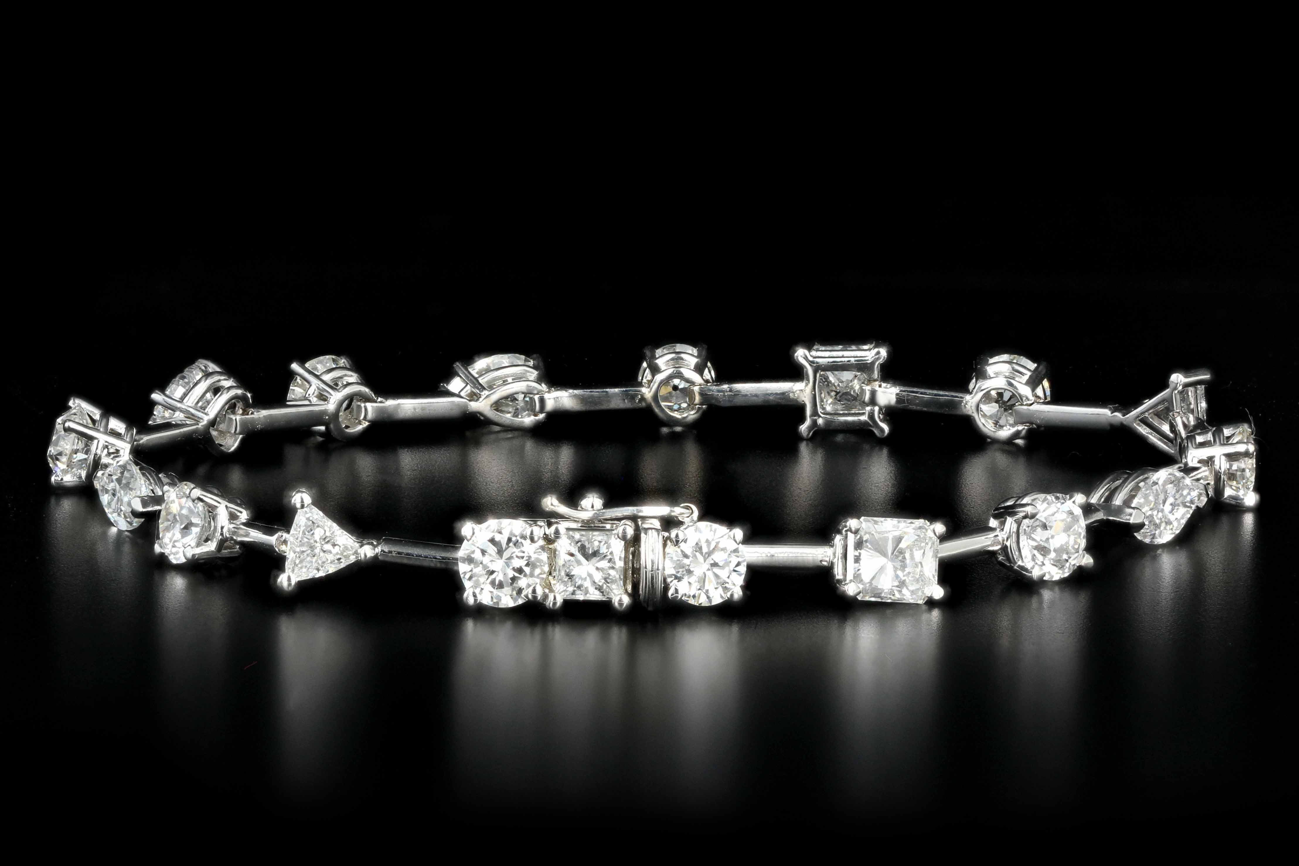 New 18K White Gold 7.51 Carat Mix Diamond Bracelet - Queen May