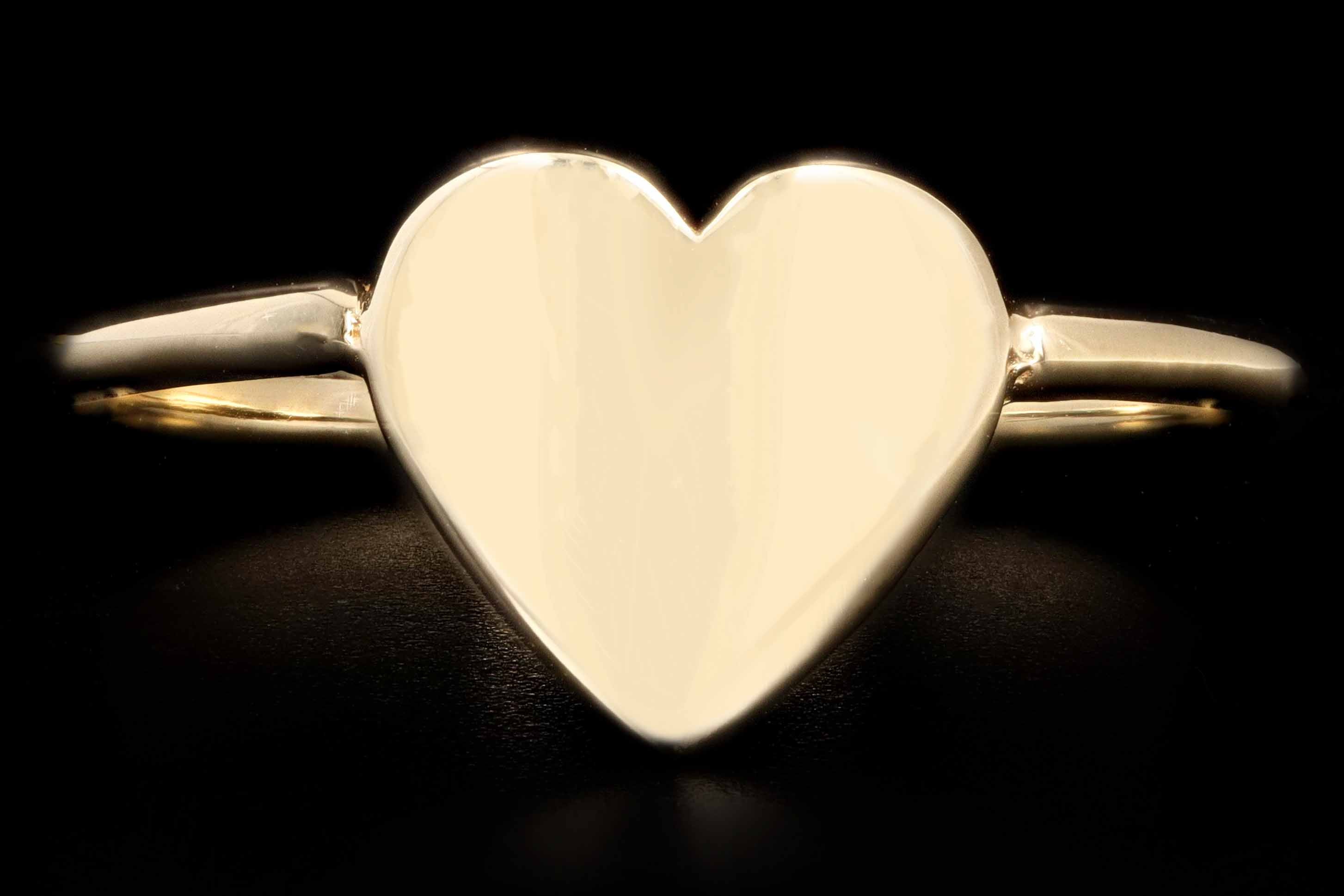 New 14K Gold Heart Signet Ring - Queen May