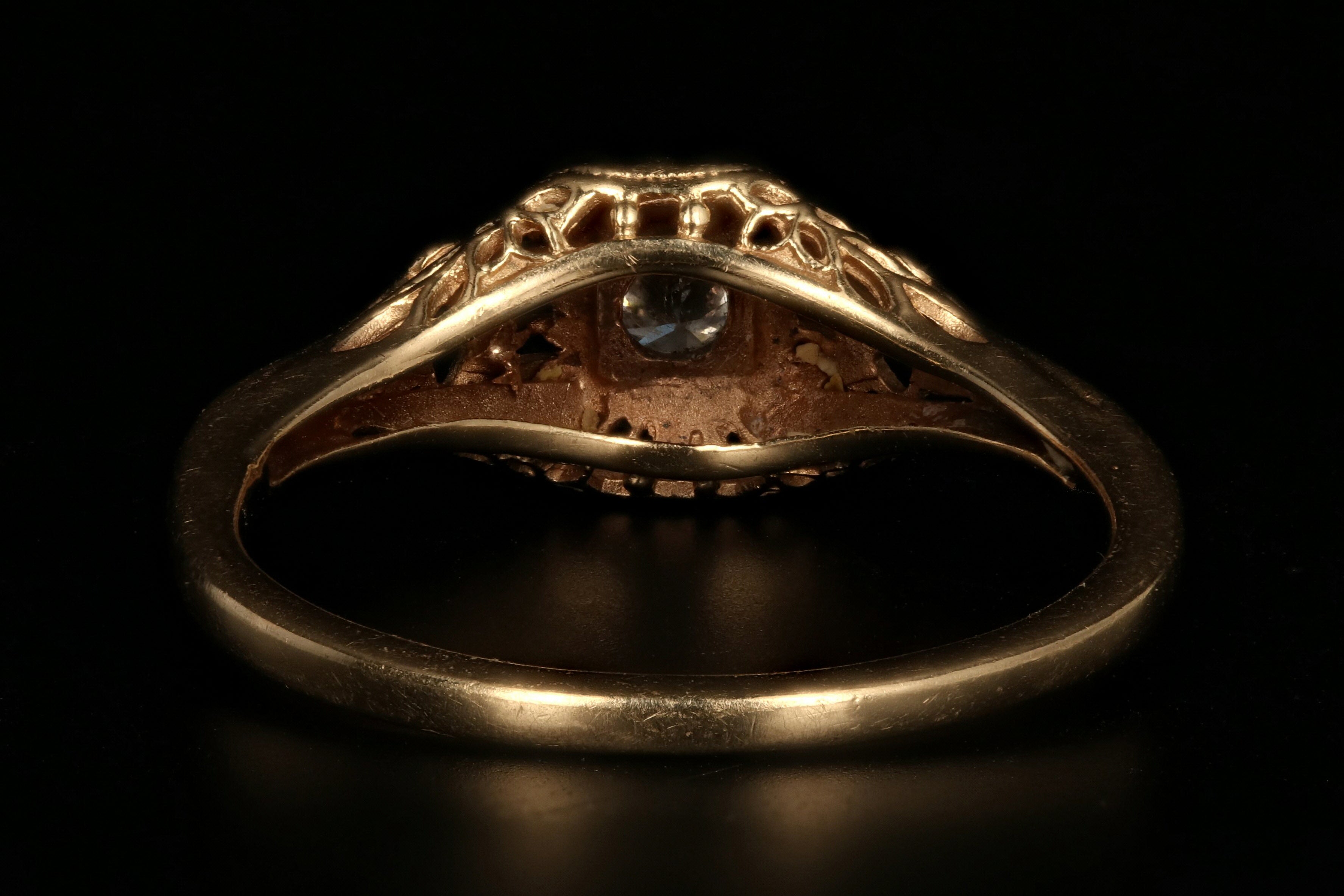 Vintage 14K Yellow Gold .18 Carat Diamond Ring - Queen May