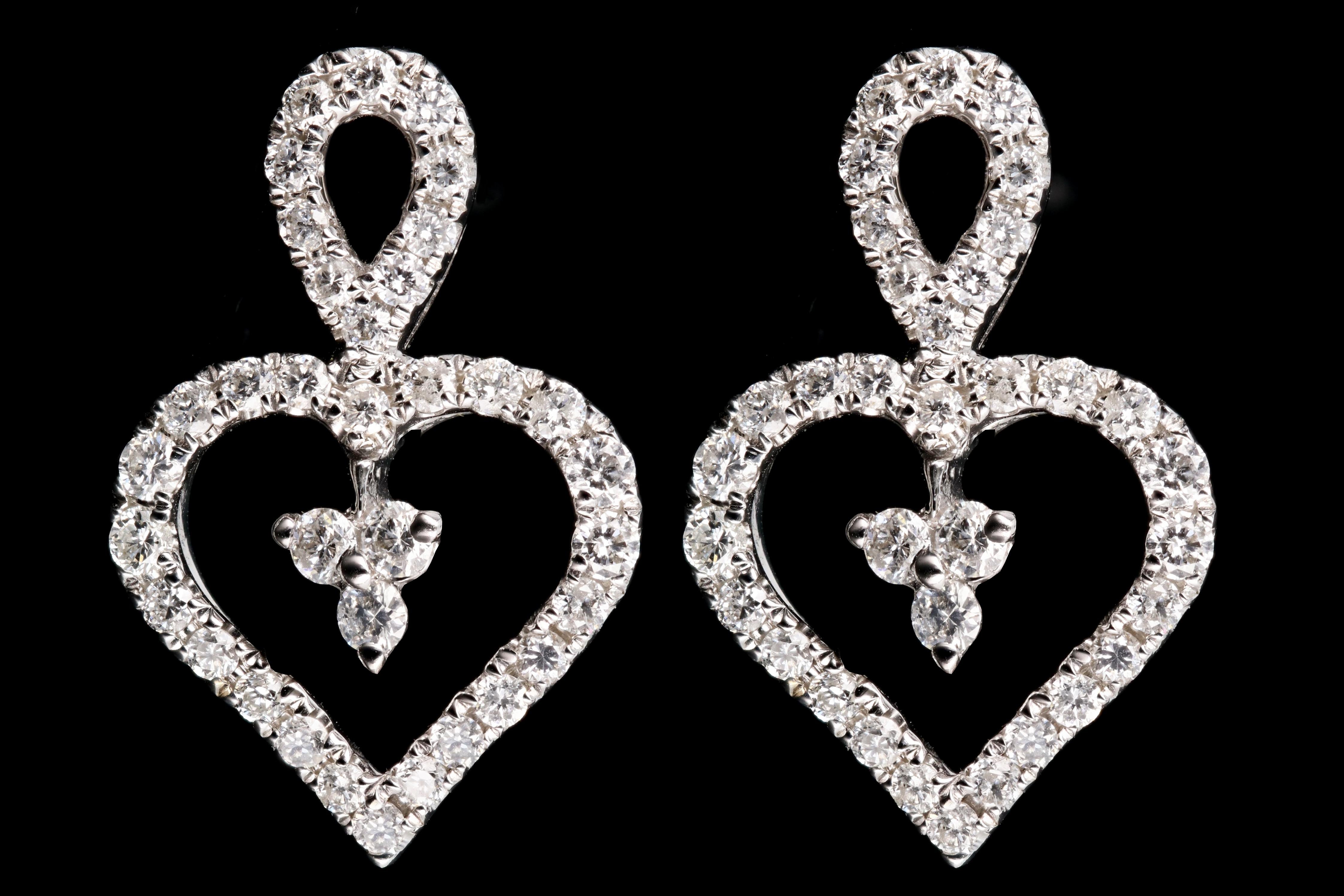 Modern 14K White Gold .60 CTW Round Brilliant Cut Diamond Earrings - Queen May