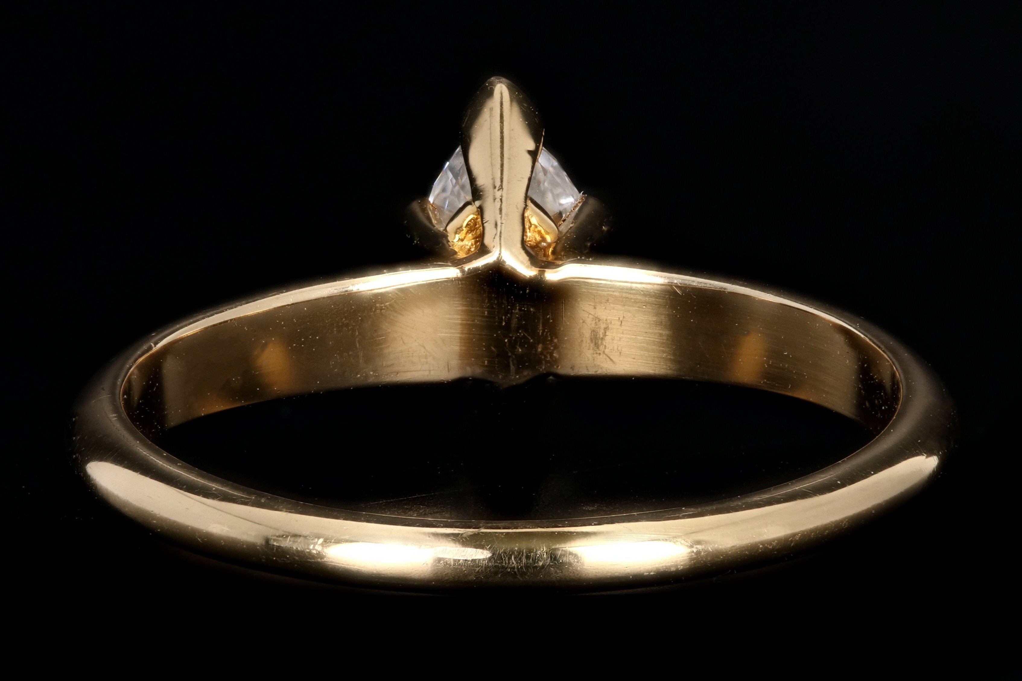 Art Deco 14K Yellow Gold .40 CT Marquise Cut Diamond Engagement Ring - Queen May