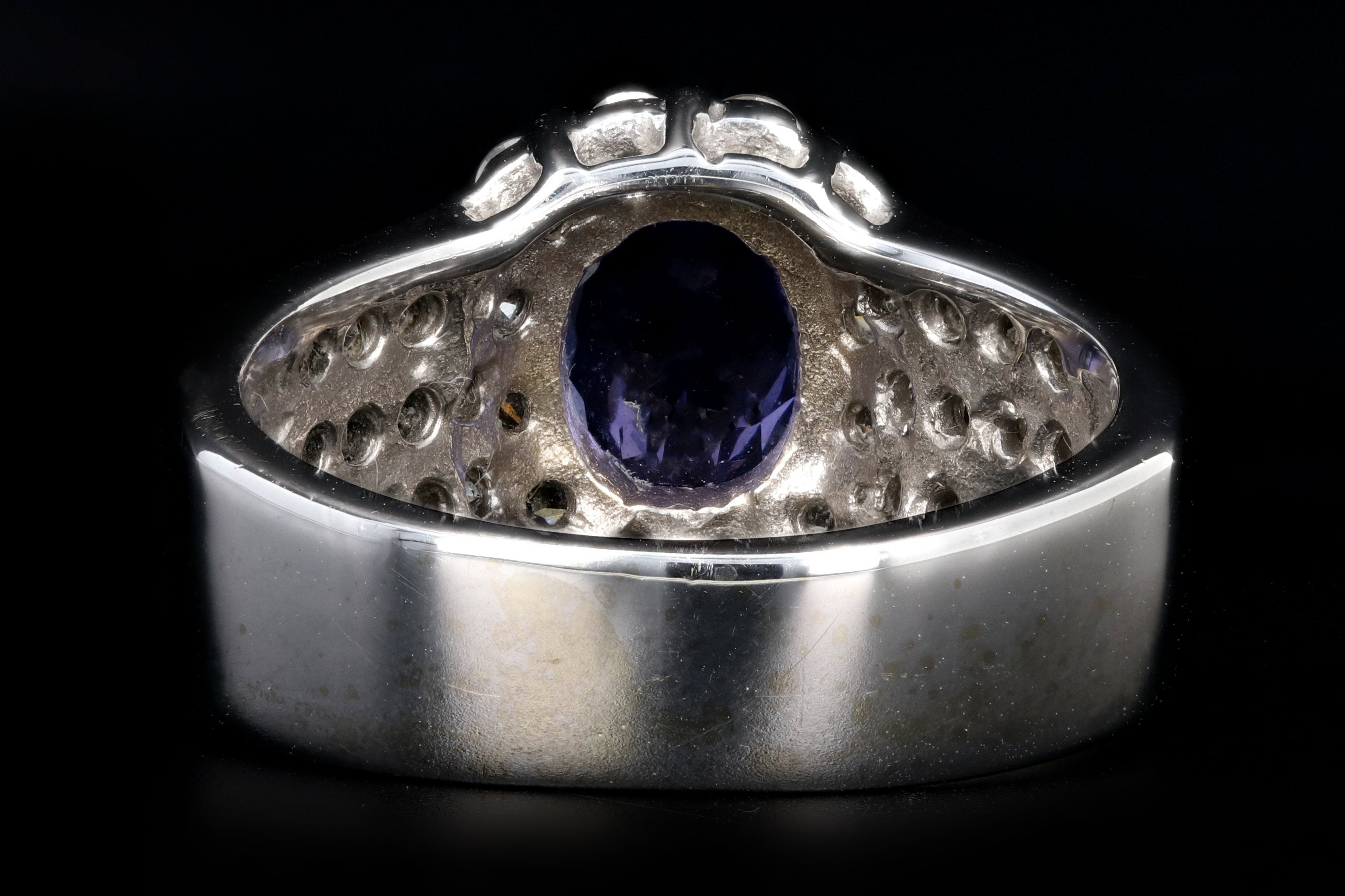 Modern 18K White Gold 1.2CT Tanzanite and Diamond Ring - Queen May