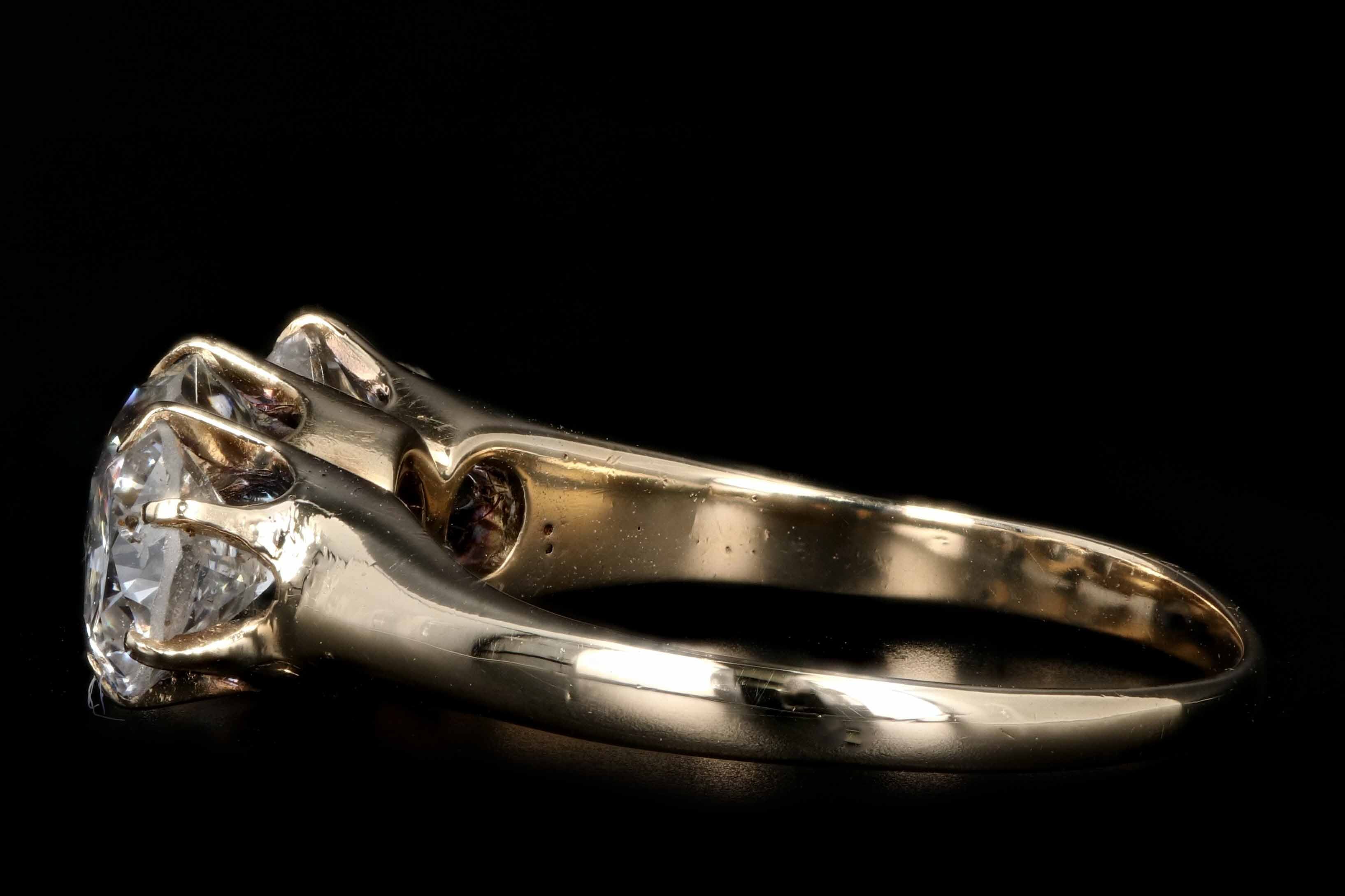 Victorian 14K Yellow Gold 3 Stone 1.88CTW Old European Cut Diamond Engagement Ring - Queen May