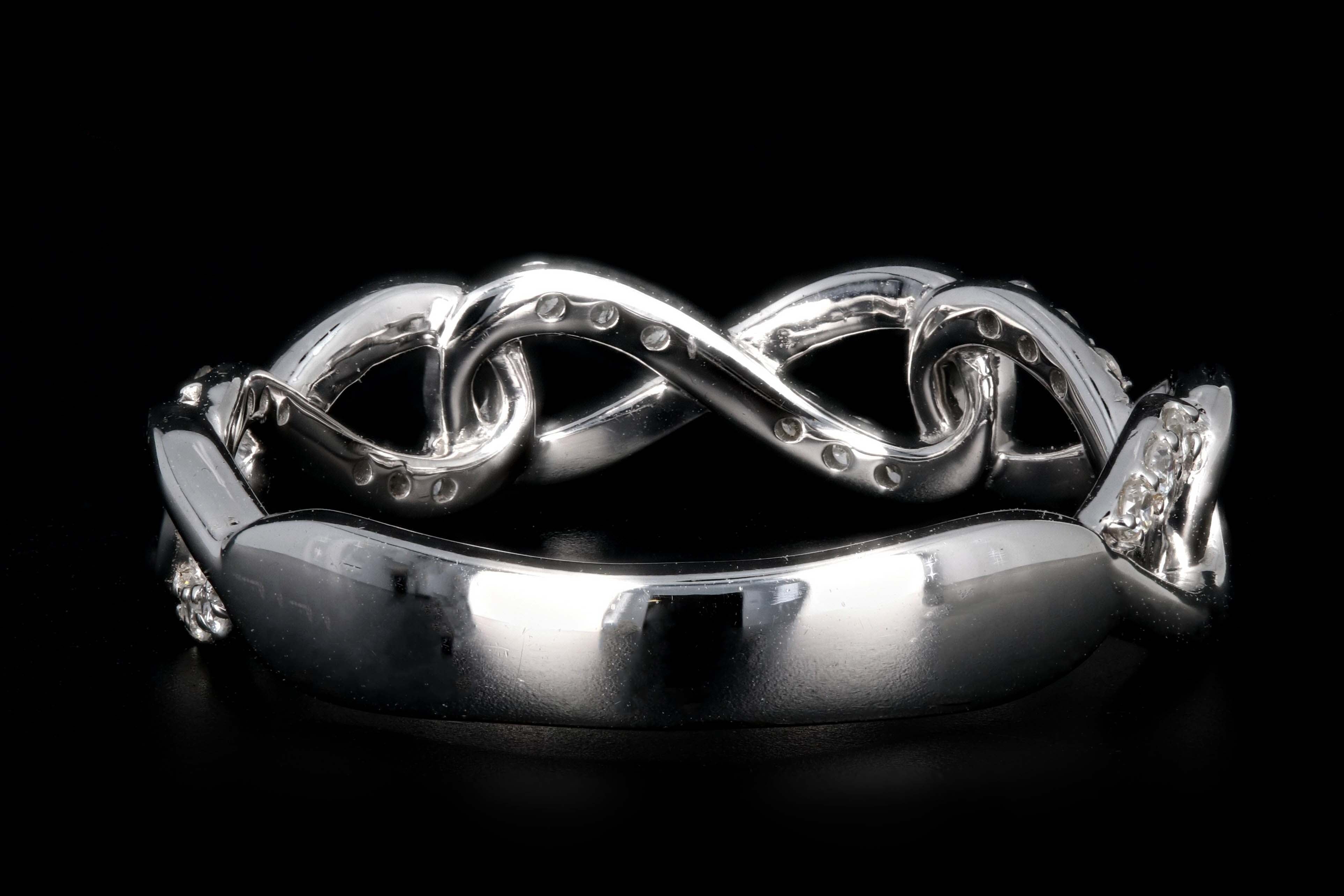 Modern 14K White Gold .27CTW Diamond Wedding Band - Queen May
