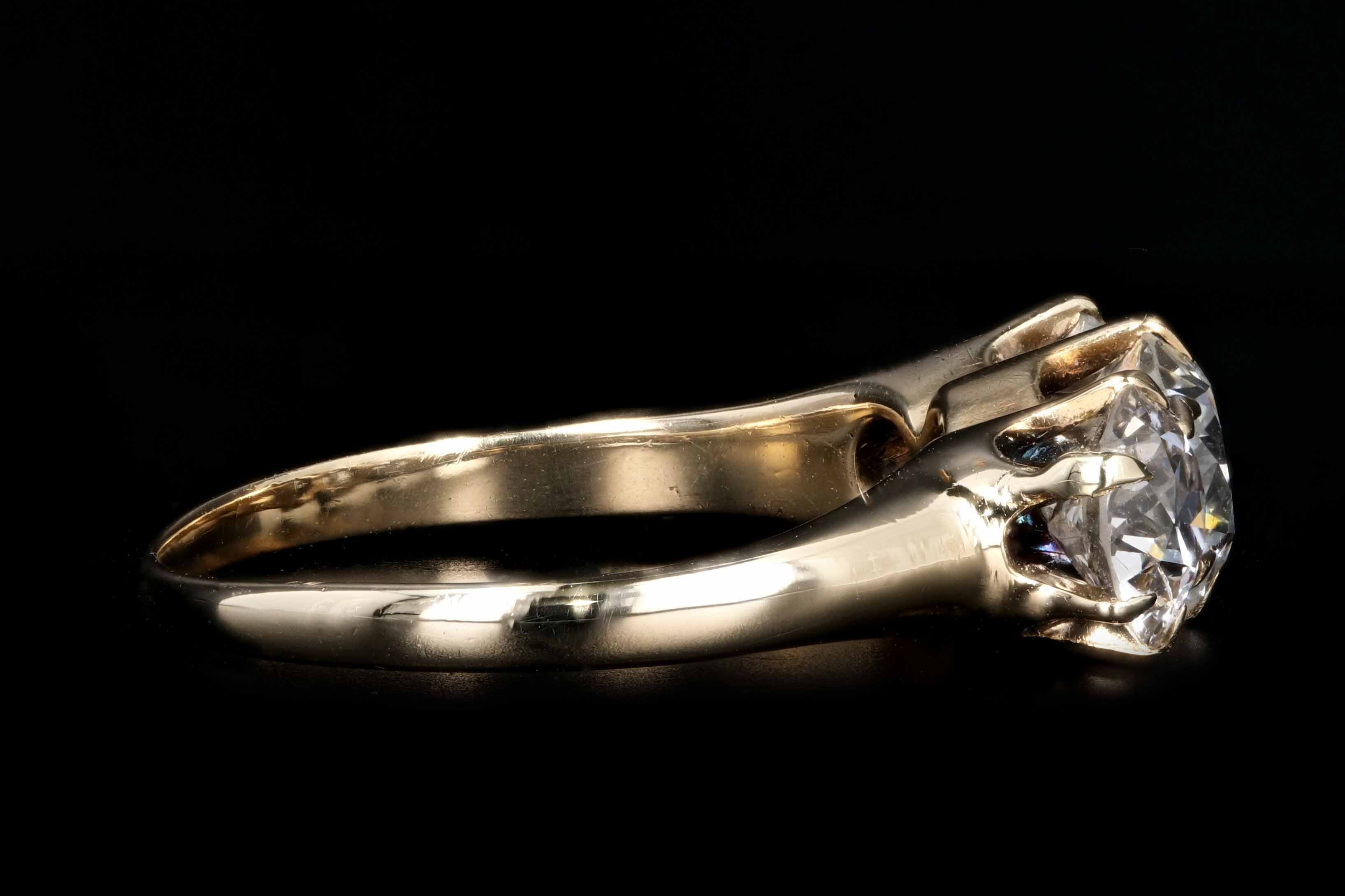 Victorian 14K Yellow Gold 3 Stone 1.88CTW Old European Cut Diamond Engagement Ring - Queen May