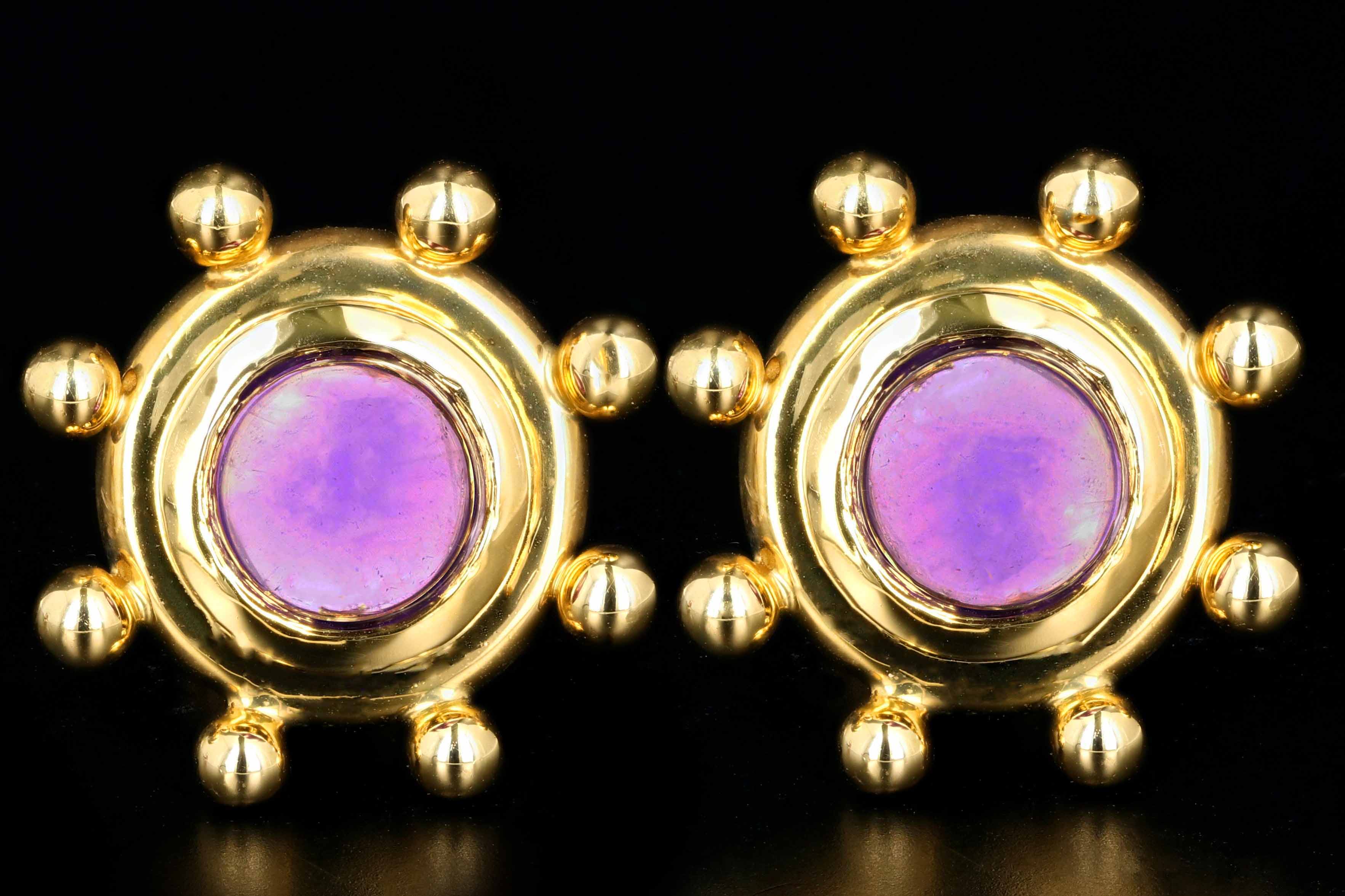 Tiffany & Co Paloma Picasso 18K Yellow Gold  Amethyst Clip Post Earrings - Queen May