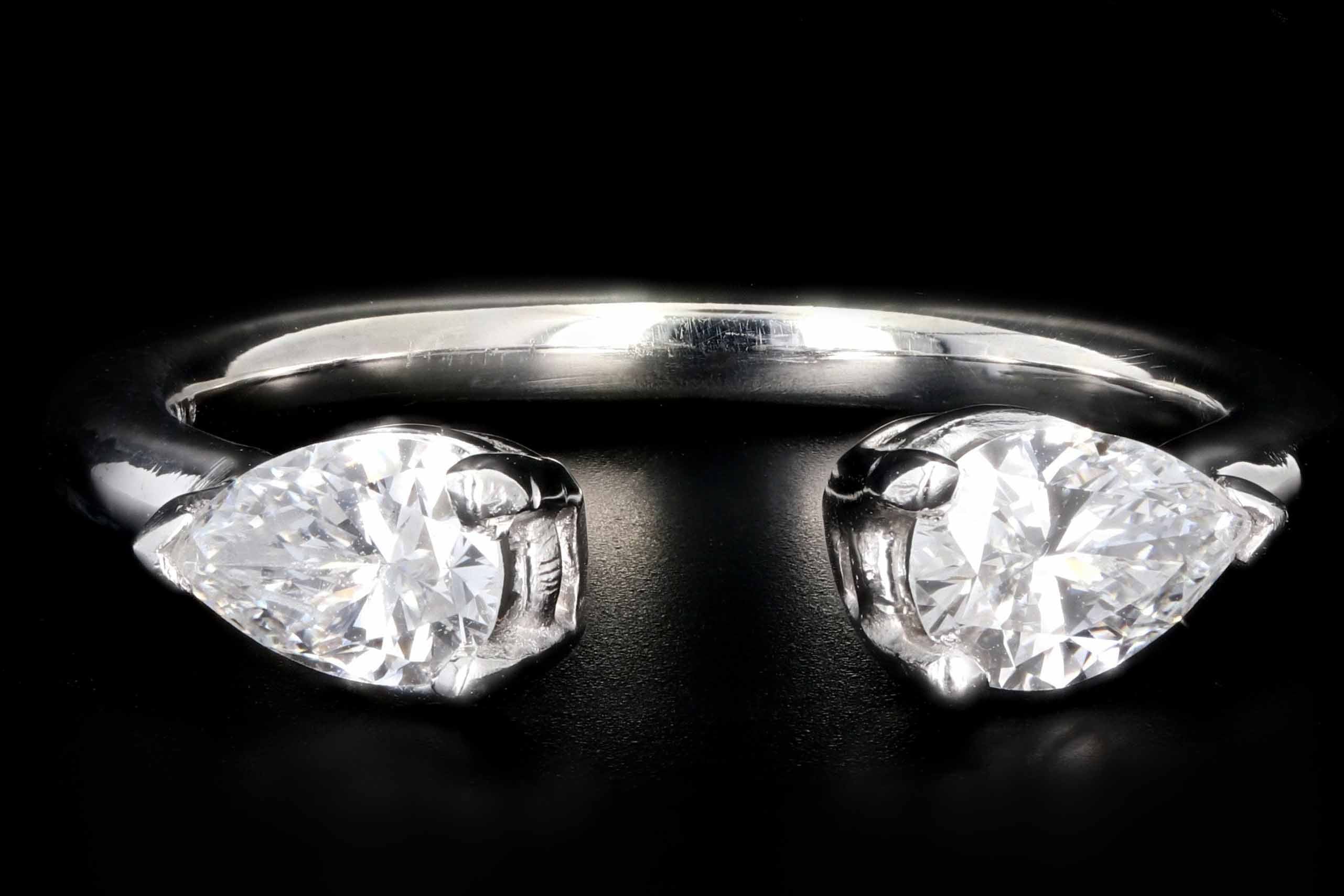 New Handmade 14K White Gold .76 CTW Pear Cut Diamond Ring - Queen May