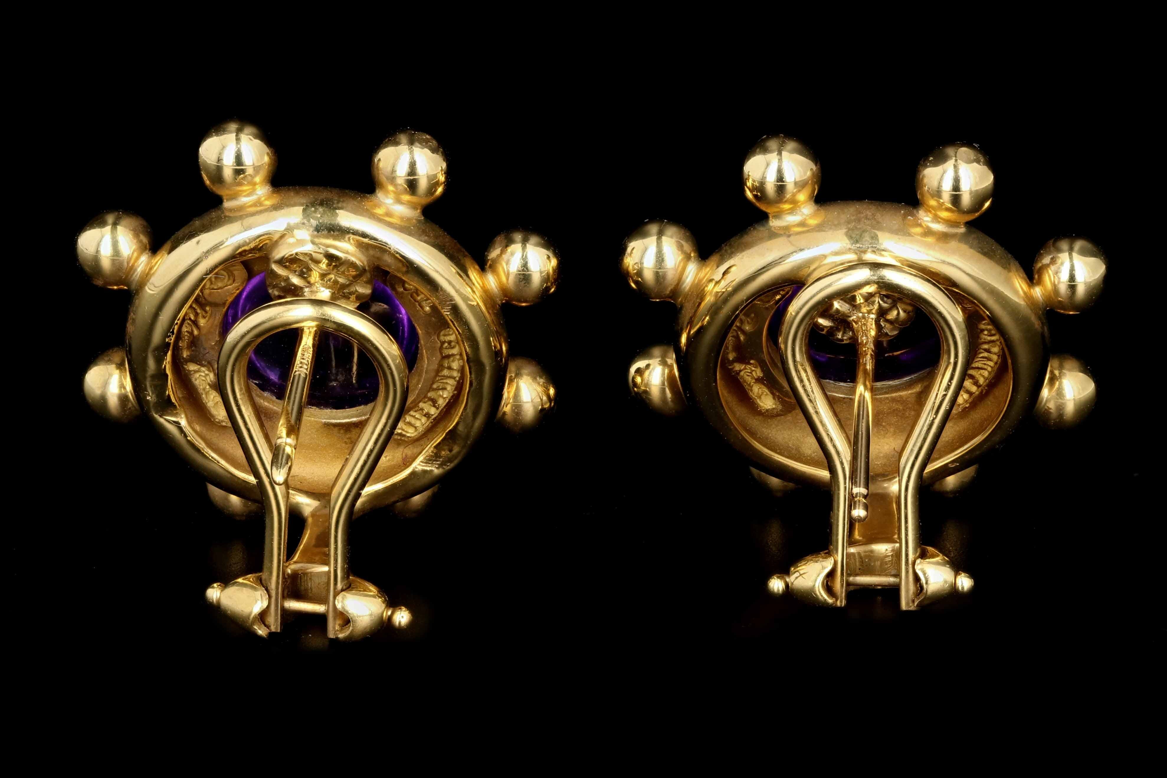 Tiffany & Co Paloma Picasso 18K Yellow Gold  Amethyst Clip Post Earrings - Queen May