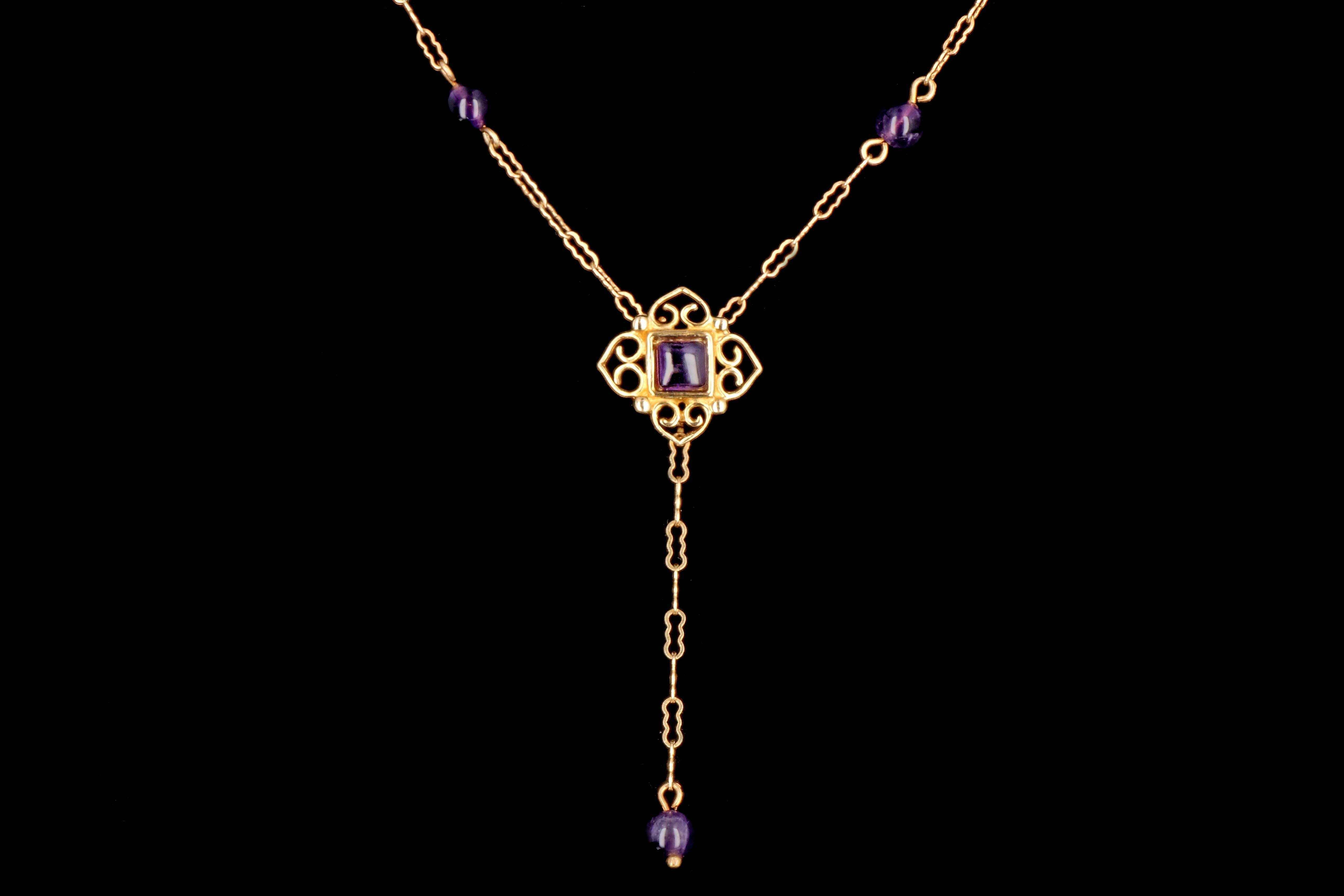 Vintage 14K Yellow Gold Amethyst Necklace - Queen May