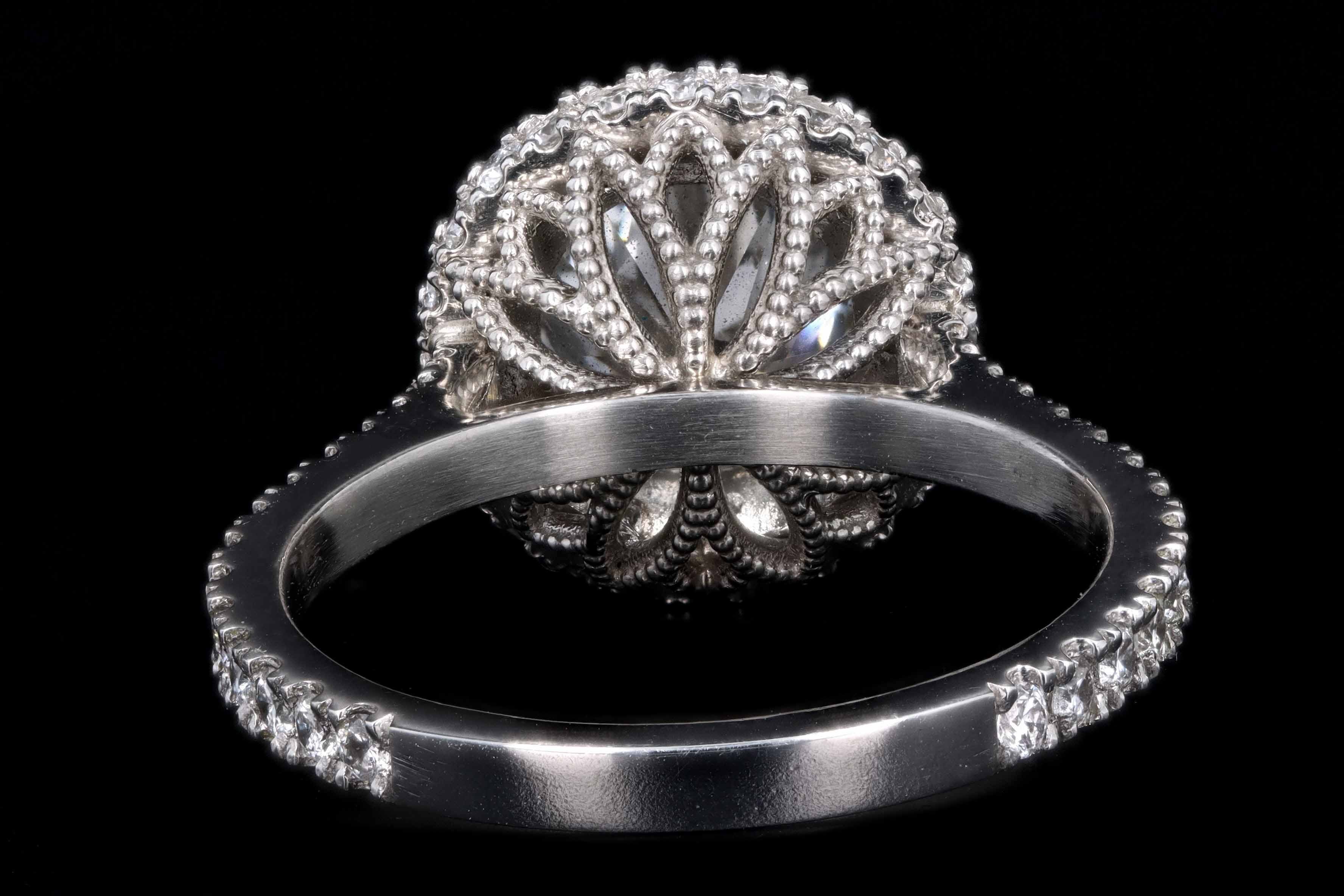 New Platinum 2.02 Carat Round Brilliant Cut Diamond Halo Engagement Ring GIA Certified - Queen May