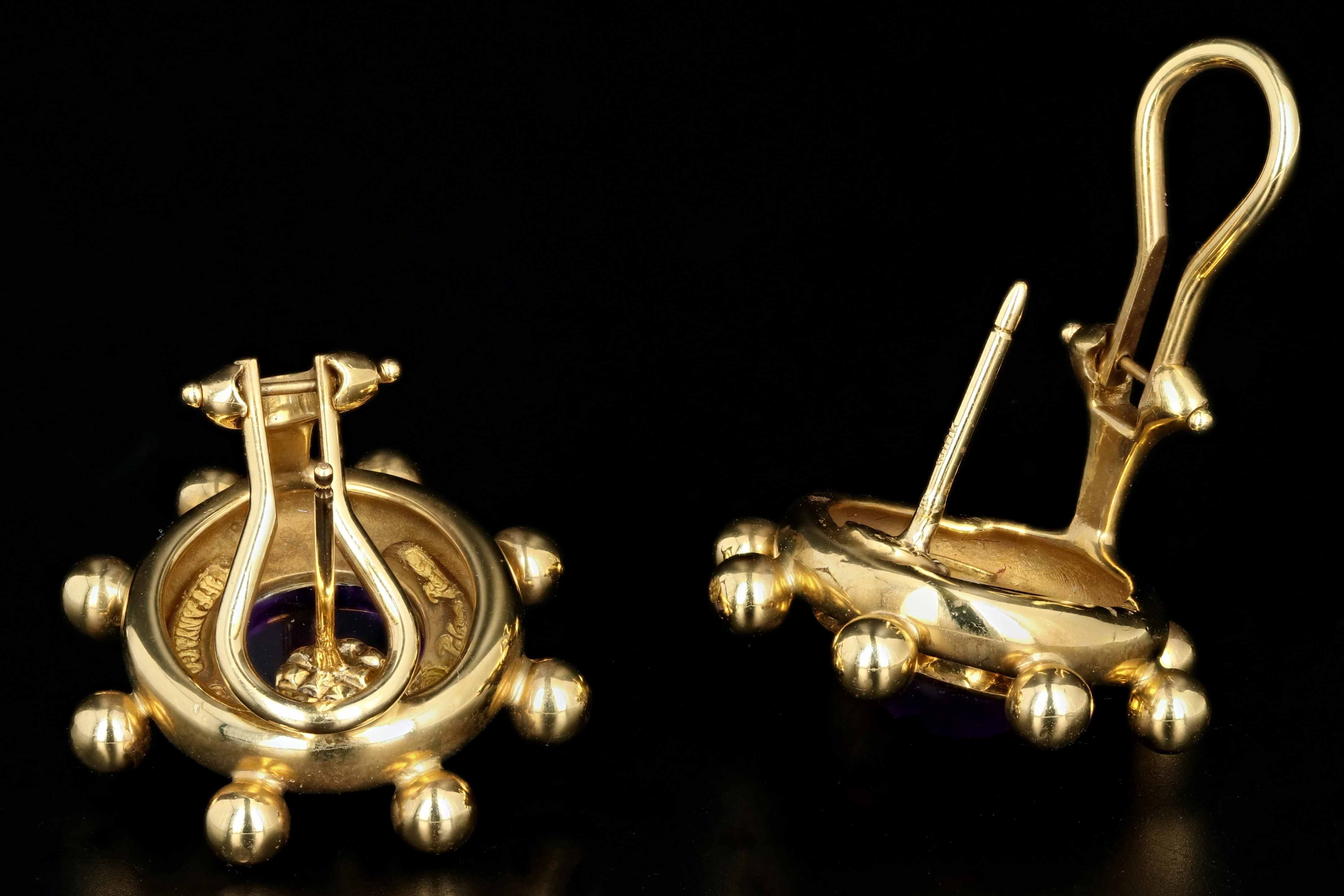 Tiffany & Co Paloma Picasso 18K Yellow Gold  Amethyst Clip Post Earrings - Queen May