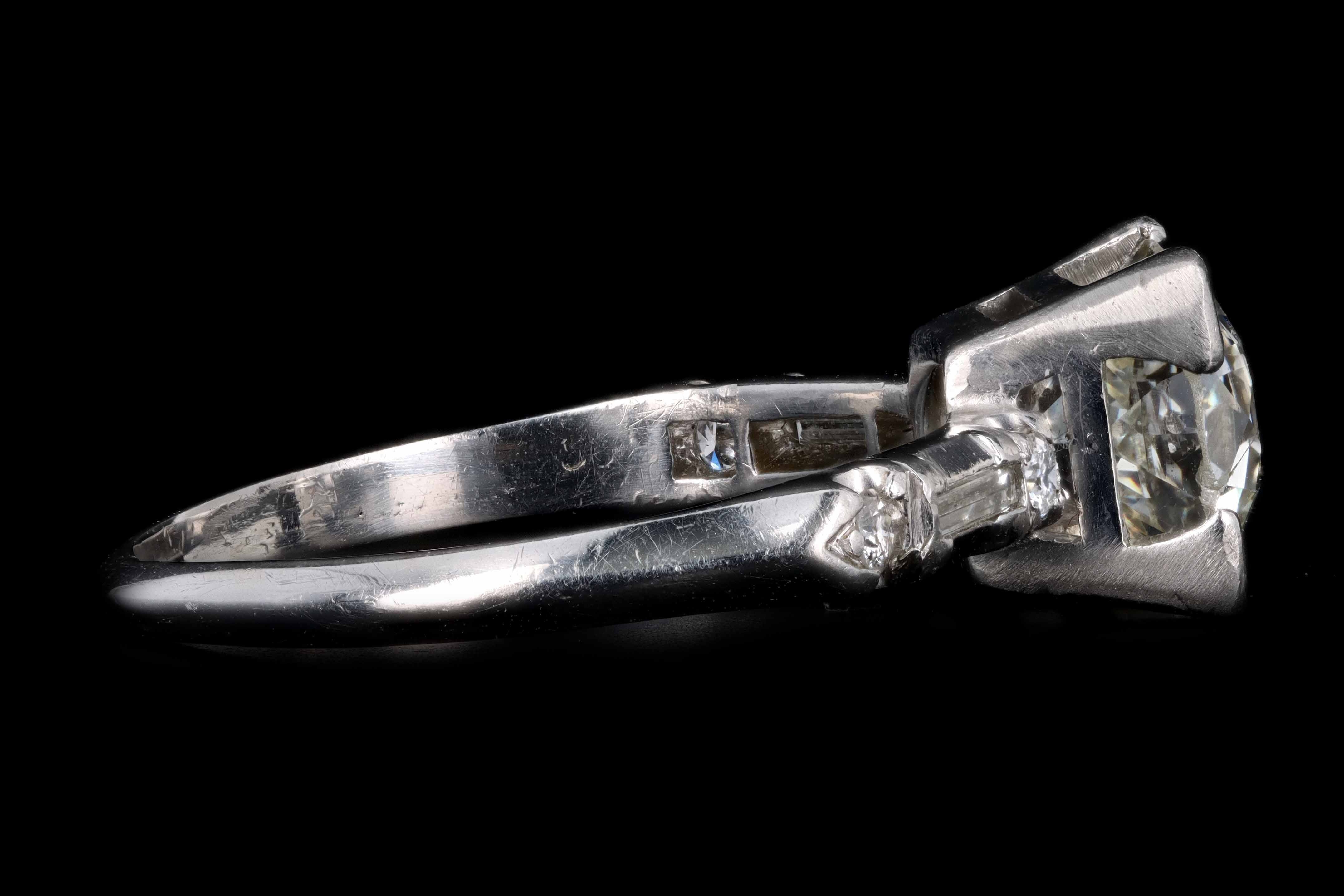 Art Deco Platinum 1.38 Carat Old European Cut Diamond Engagement Ring GIA Certified - Queen May
