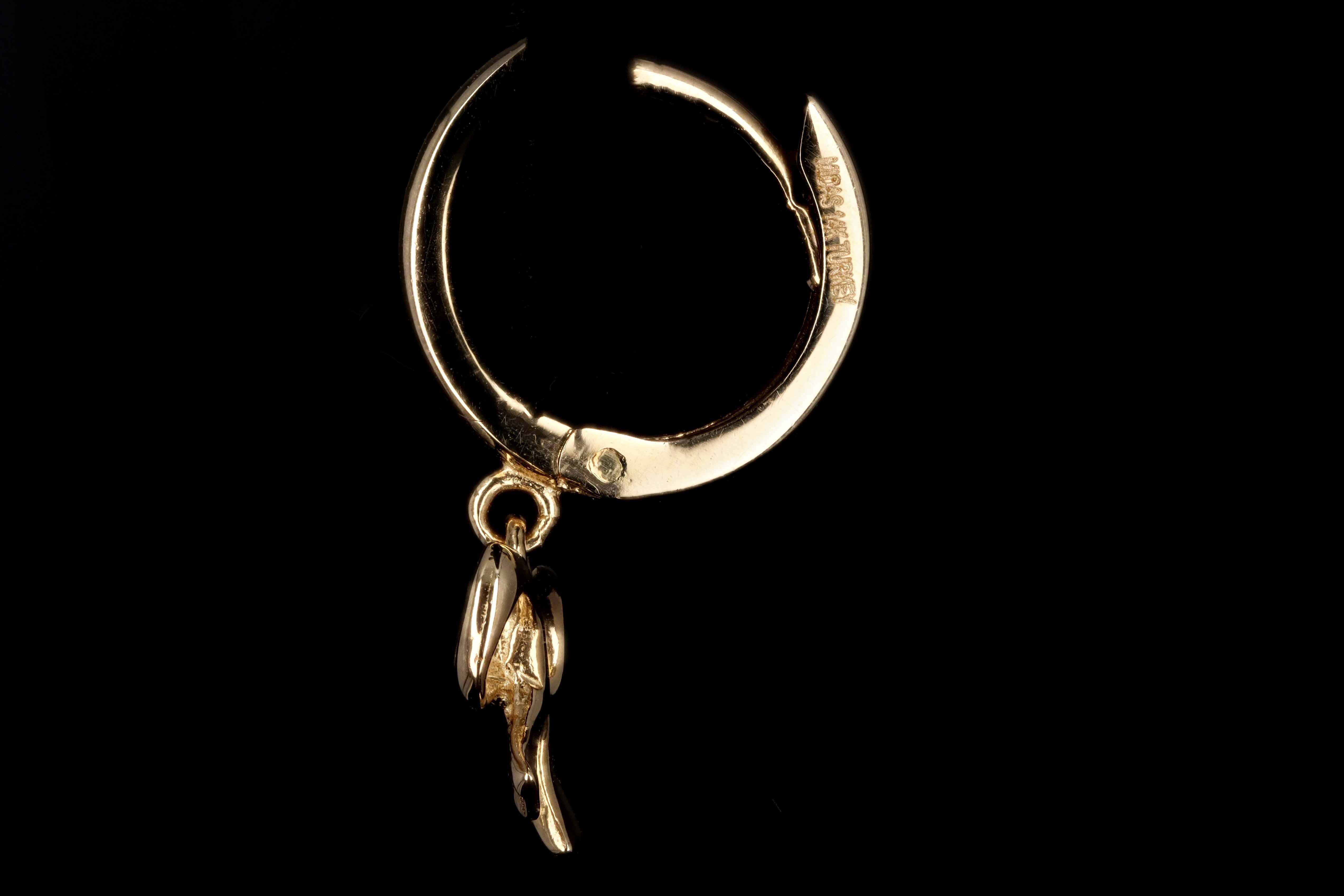 New 14K Yellow Gold Bow Baby Hoop Earrings - Queen May