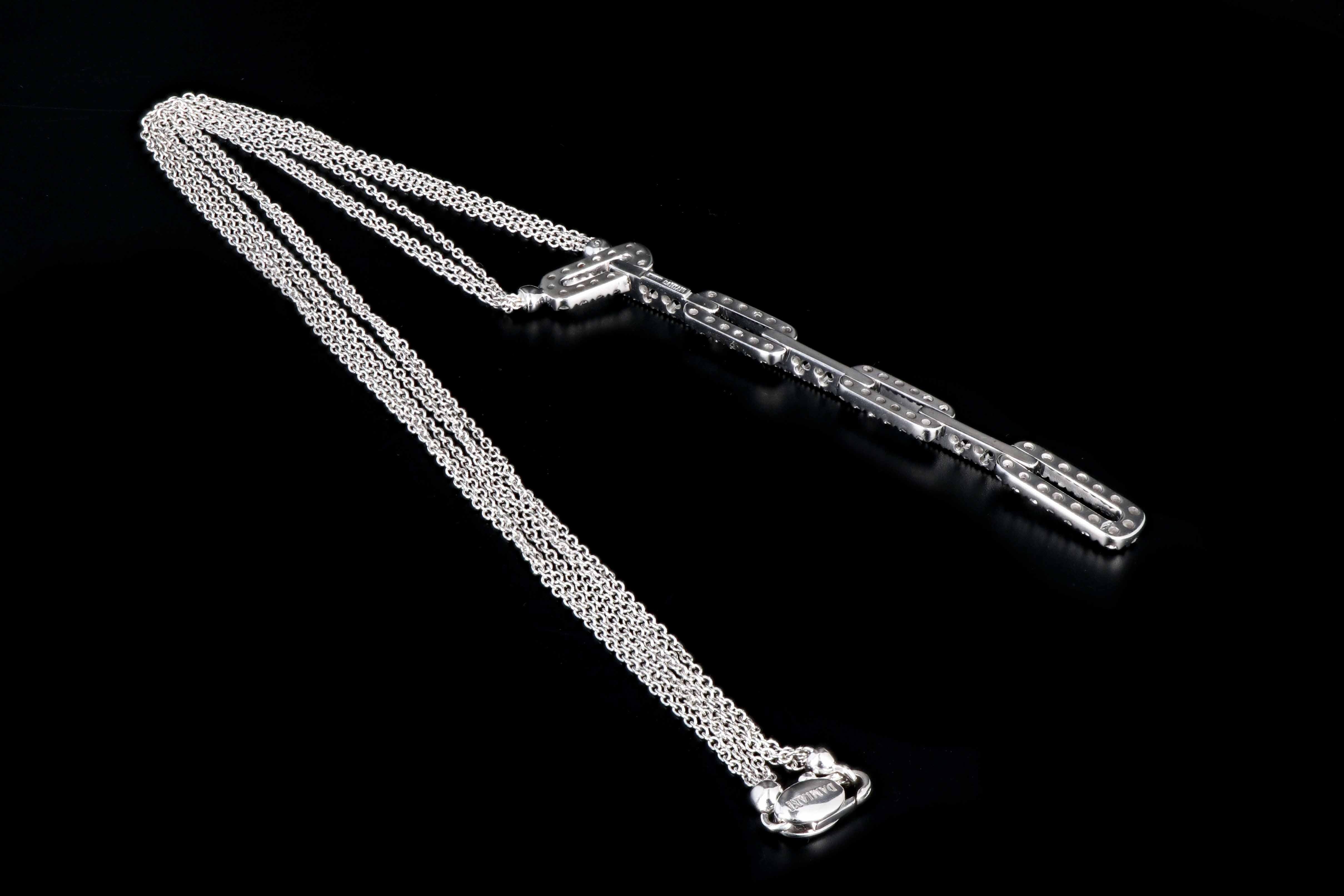 Modern Damiani 18K White Gold 1.25CTW Diamond Necklace - Queen May