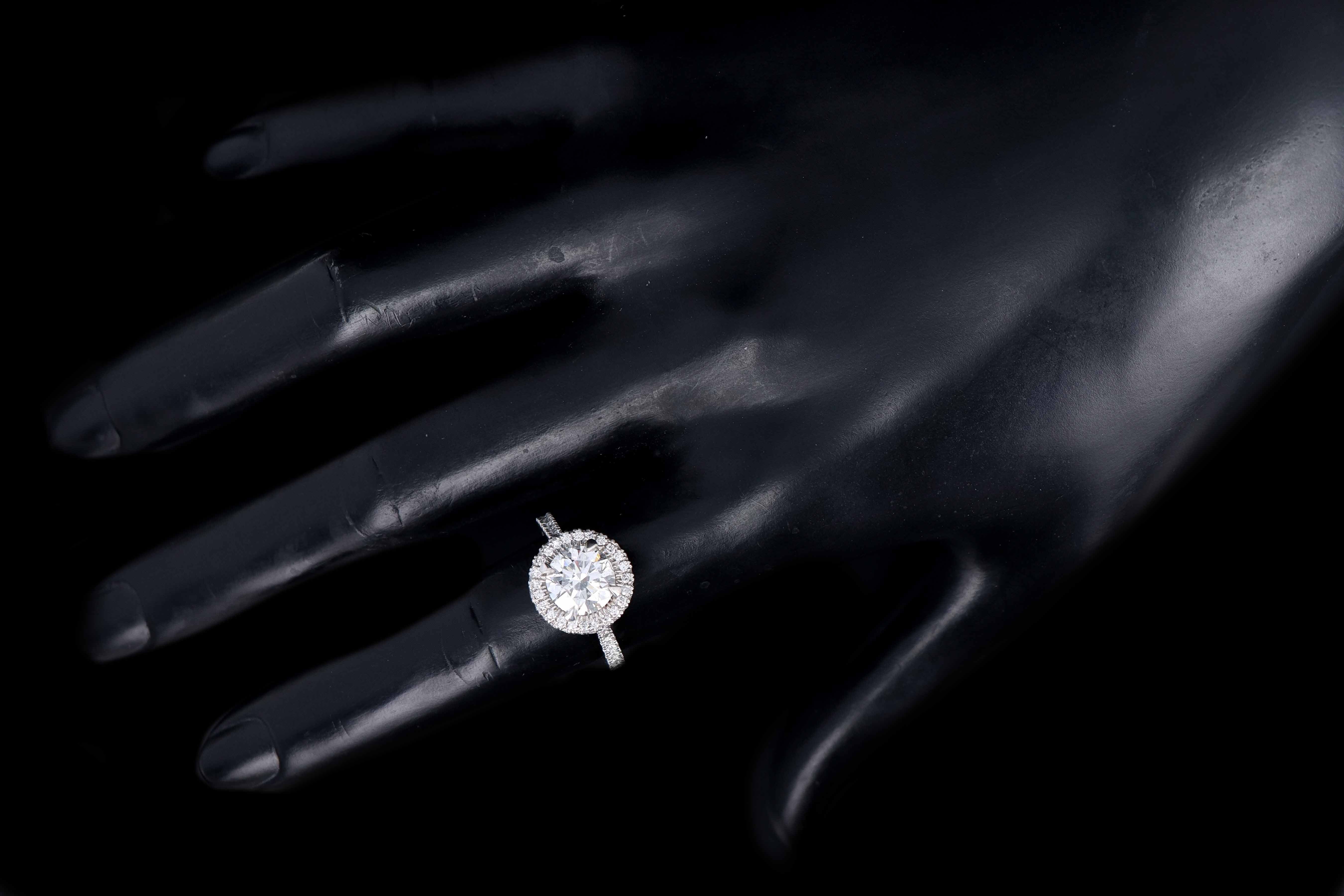 New Platinum 2.02 Carat Round Brilliant Cut Diamond Halo Engagement Ring GIA Certified - Queen May