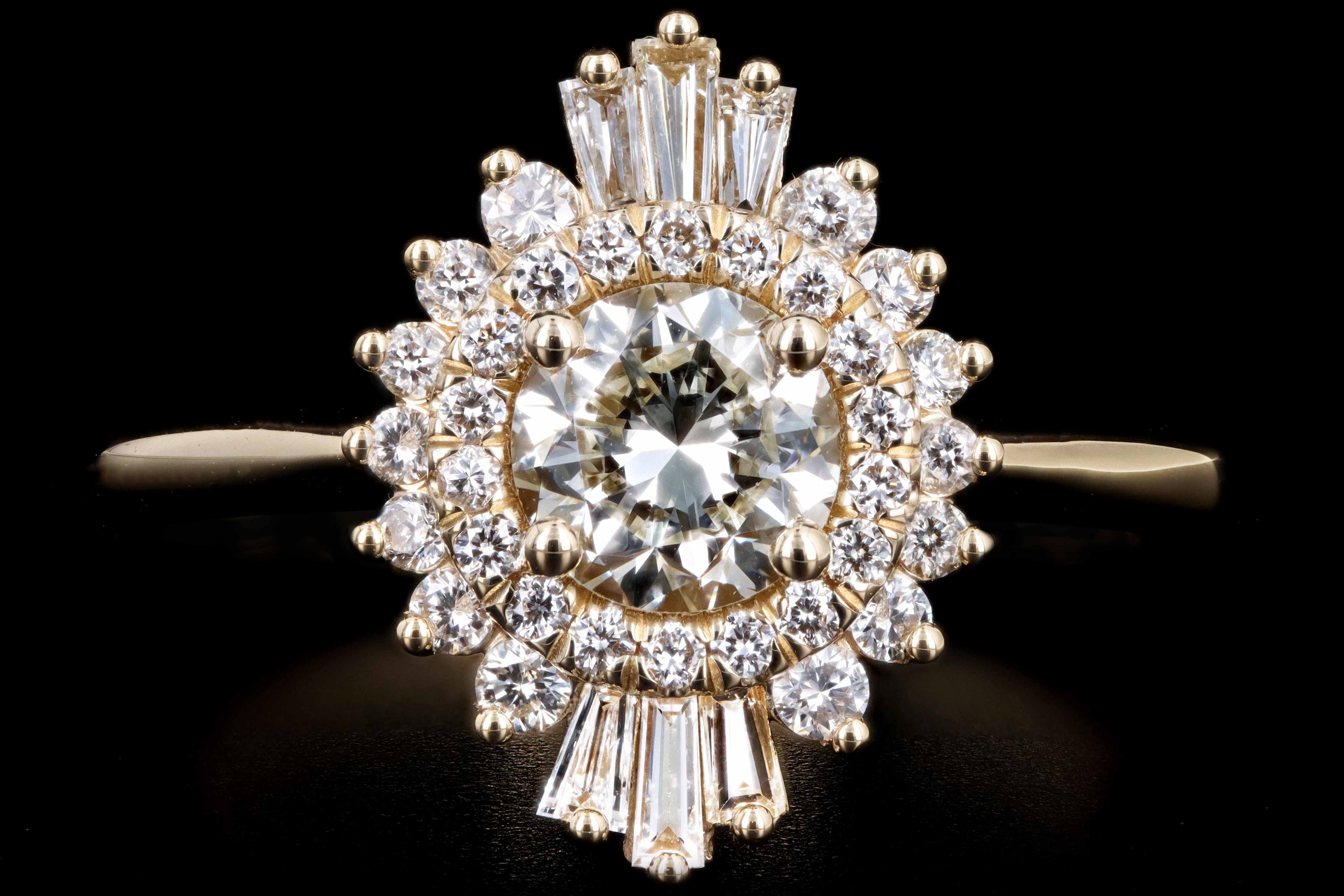 New 14K Yellow Gold .66 Carat Round Brilliant Cut Diamond Engagement Ring - Queen May