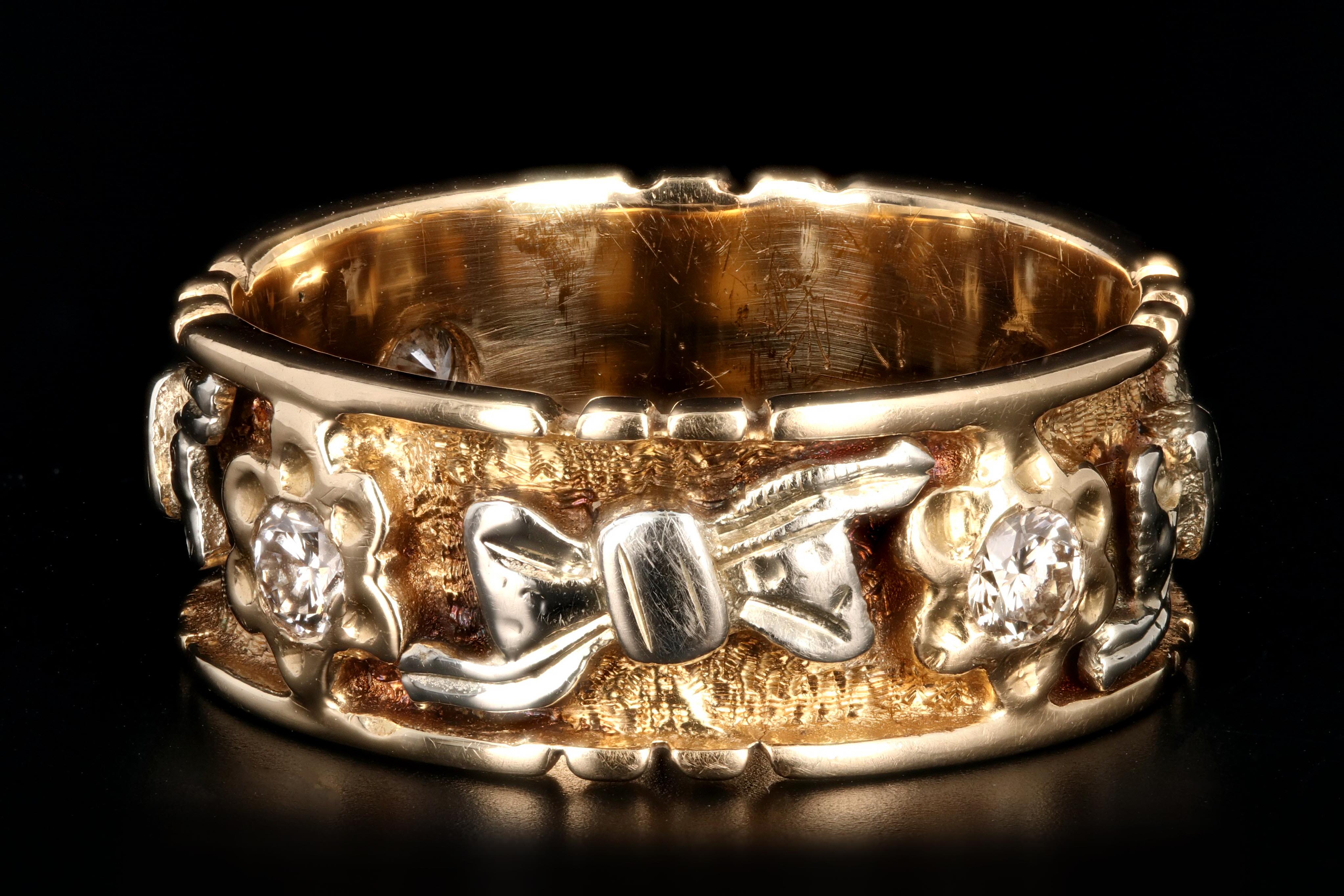 Retro 14K Yellow and White Gold Diamond .30CTW Bow Band - Queen May
