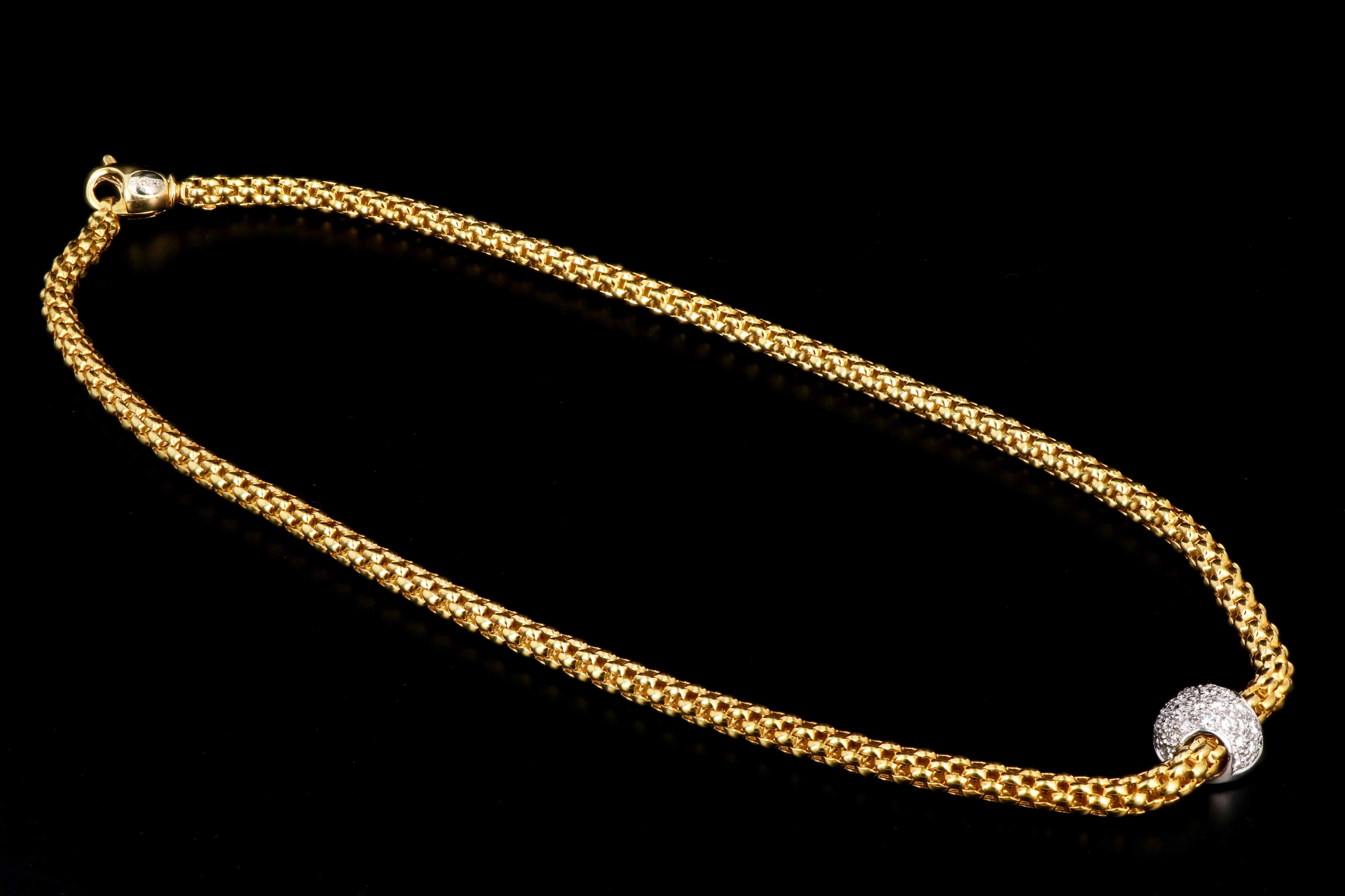 Modern FOPE 18K White and Yellow Gold .50 CTW Diamond Pendant Necklace - Queen May