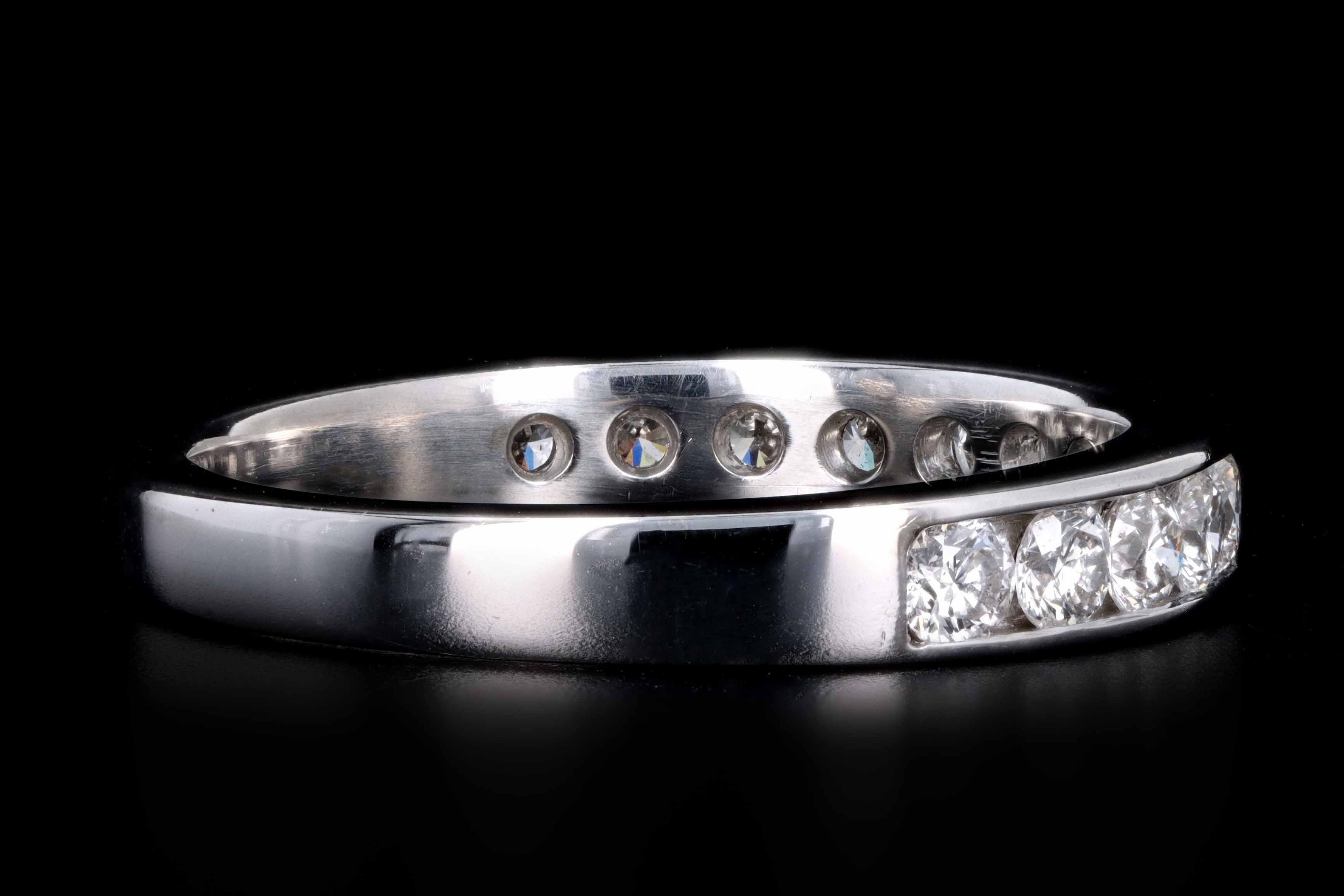 Modern 14K White Gold .75 CTW Round Brilliant Cut Diamond Wedding Band - Queen May