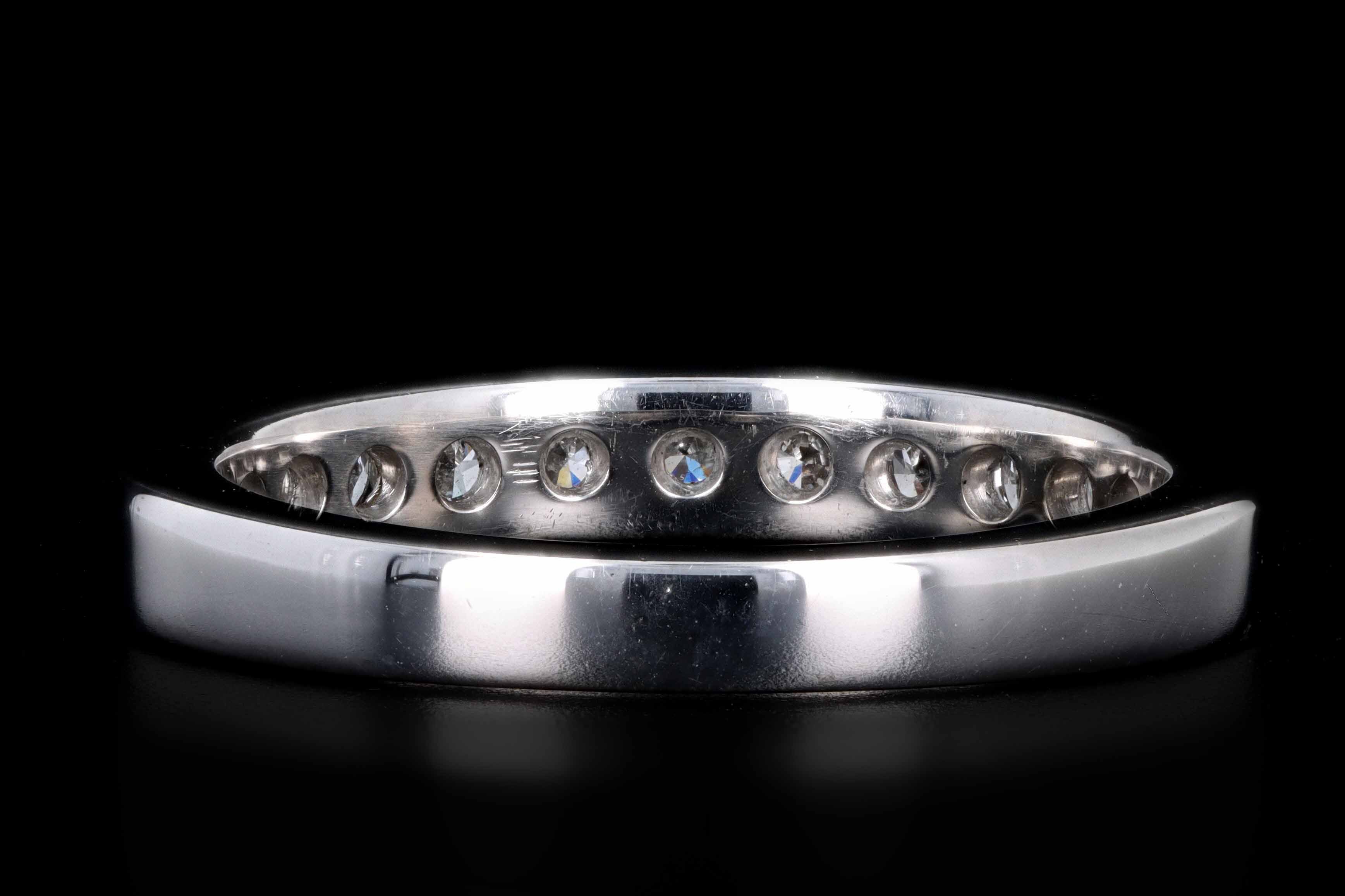Modern 14K White Gold .75 CTW Round Brilliant Cut Diamond Wedding Band - Queen May