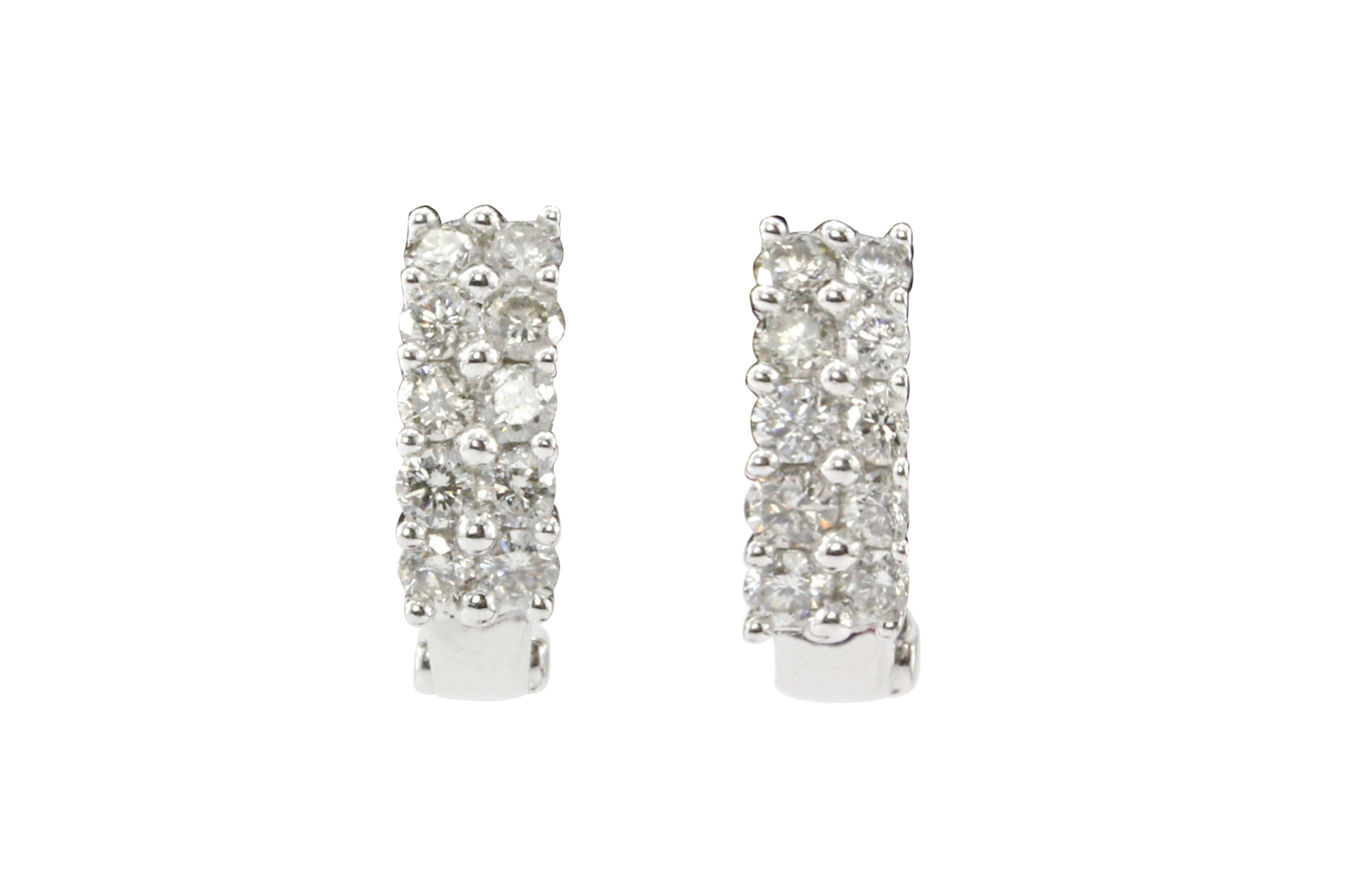 18K White Gold .50 CTW Diamond Huggie Hoop Earrings - Queen May