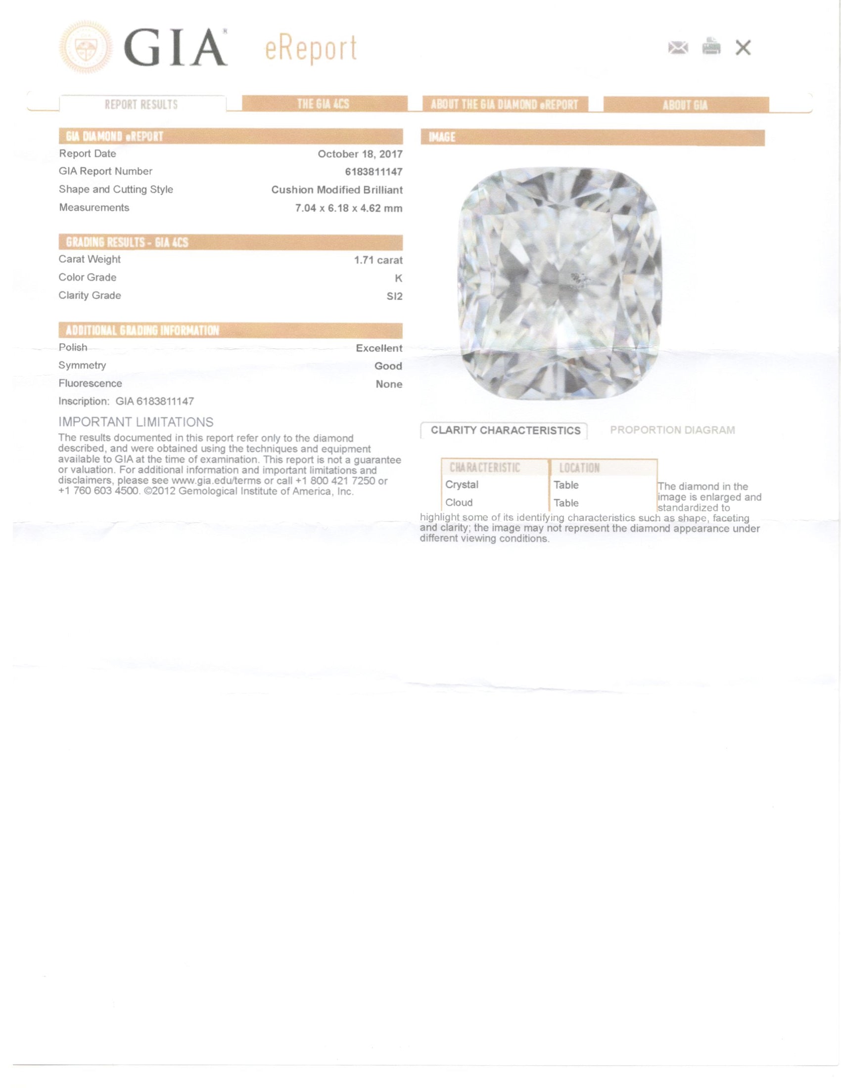 Modern 18K White Gold 1.71 Carat Cushion Cut Diamond Engagement Ring GIA Certified - Queen May