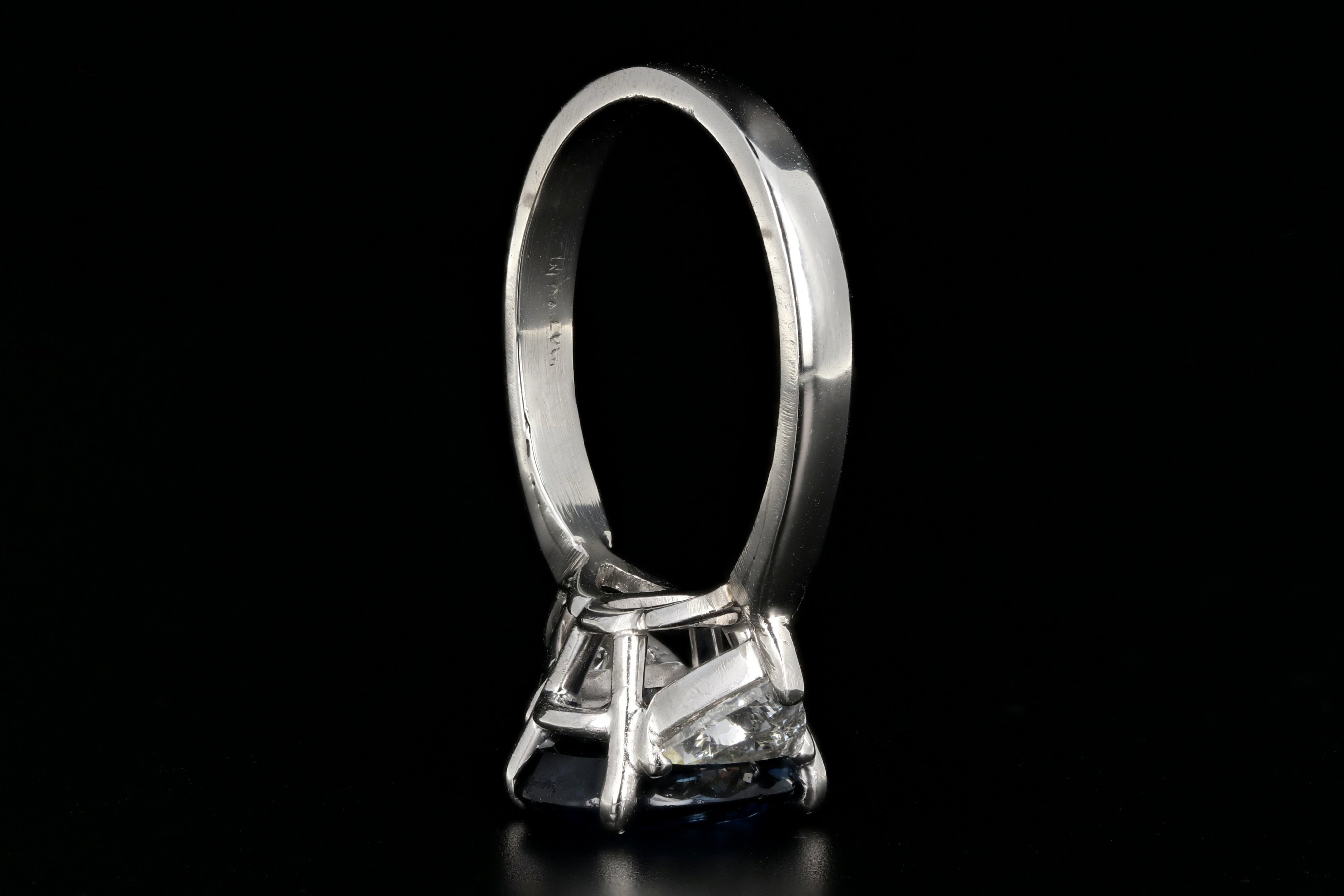 New Platinum 3.30 Carat Natural Ethiopian Sapphire & Trillion Cut Diamond Ring GIA Certified - Queen May