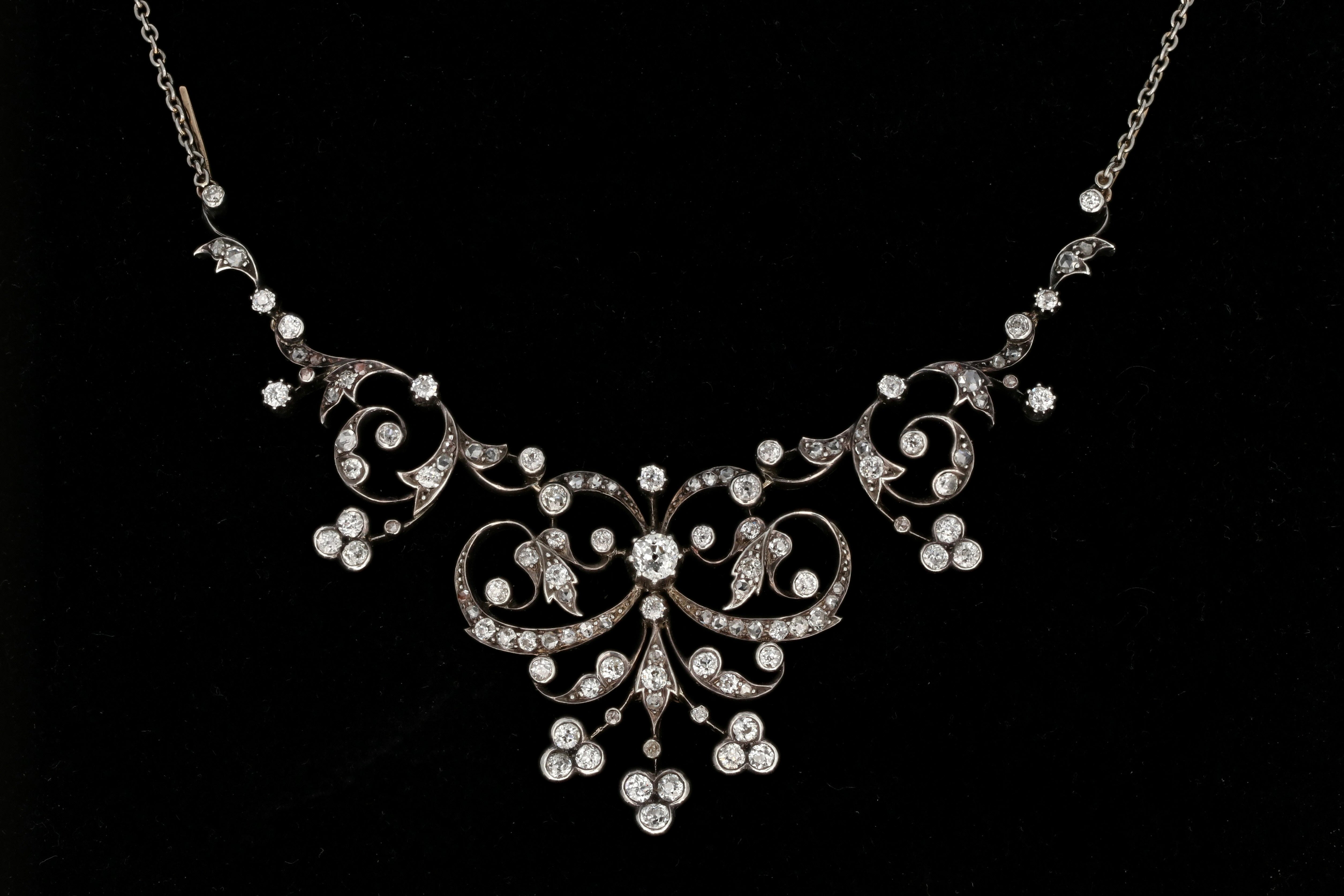 Edwardian Platinum Top 4 Carat Diamond Weight Total Convertible Necklace & Tiara - Queen May