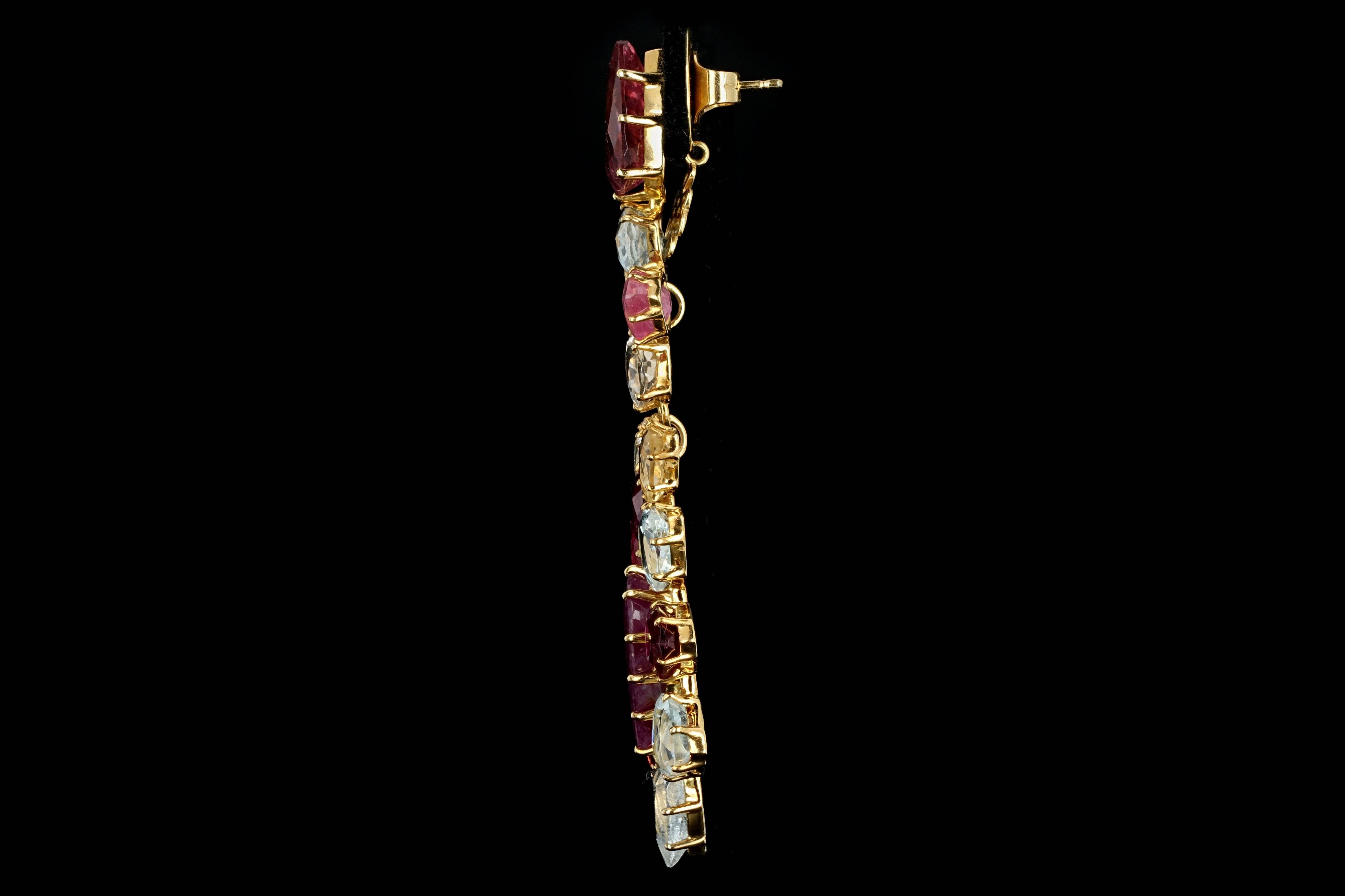 Modern H. Stern & Diane Von Furstenberg 18K Yellow Gold Multi-Stone and Diamond Harmony Chandelier Earrings - Queen May