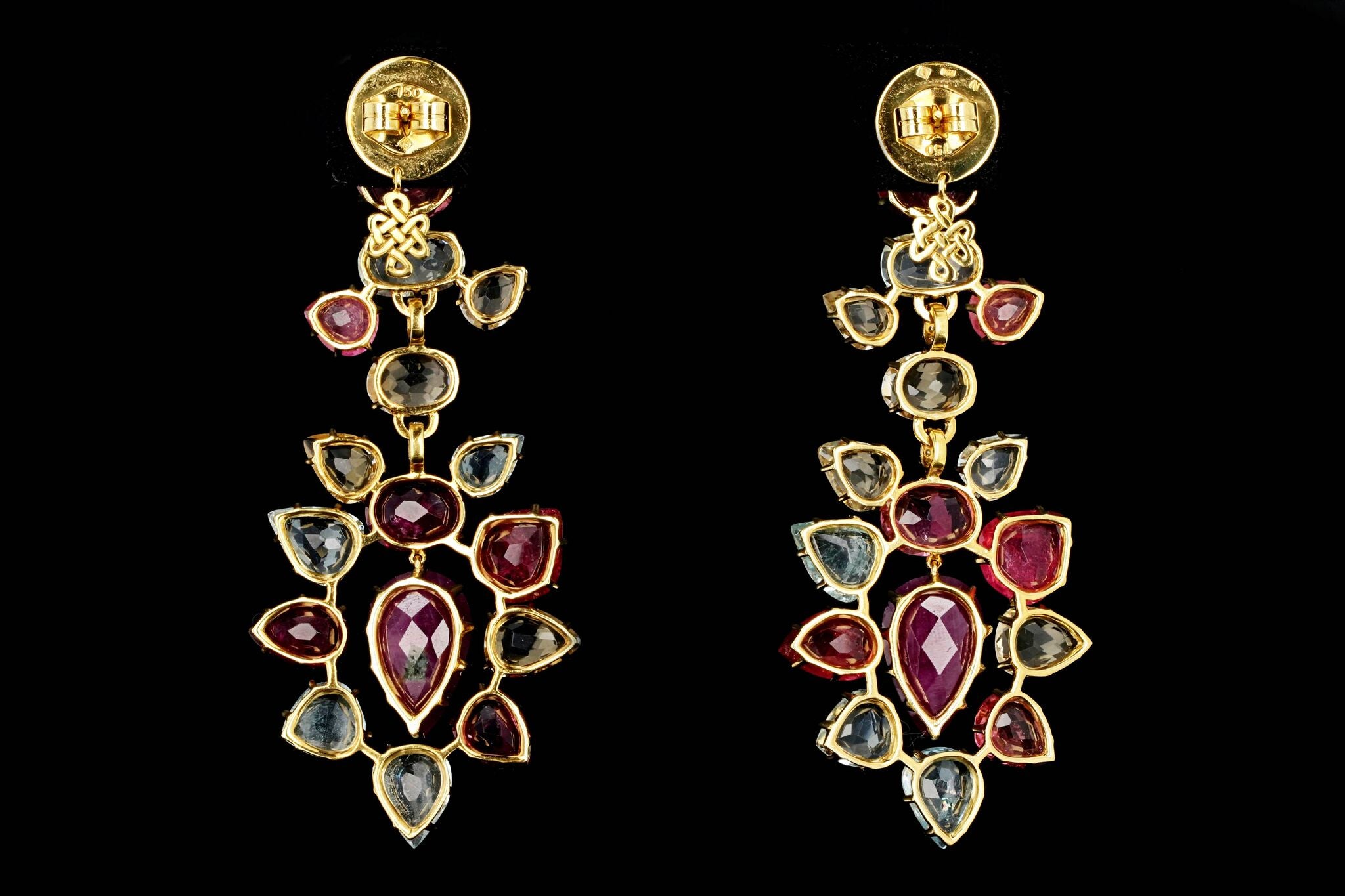 Modern H. Stern & Diane Von Furstenberg 18K Yellow Gold Multi-Stone and Diamond Harmony Chandelier Earrings - Queen May