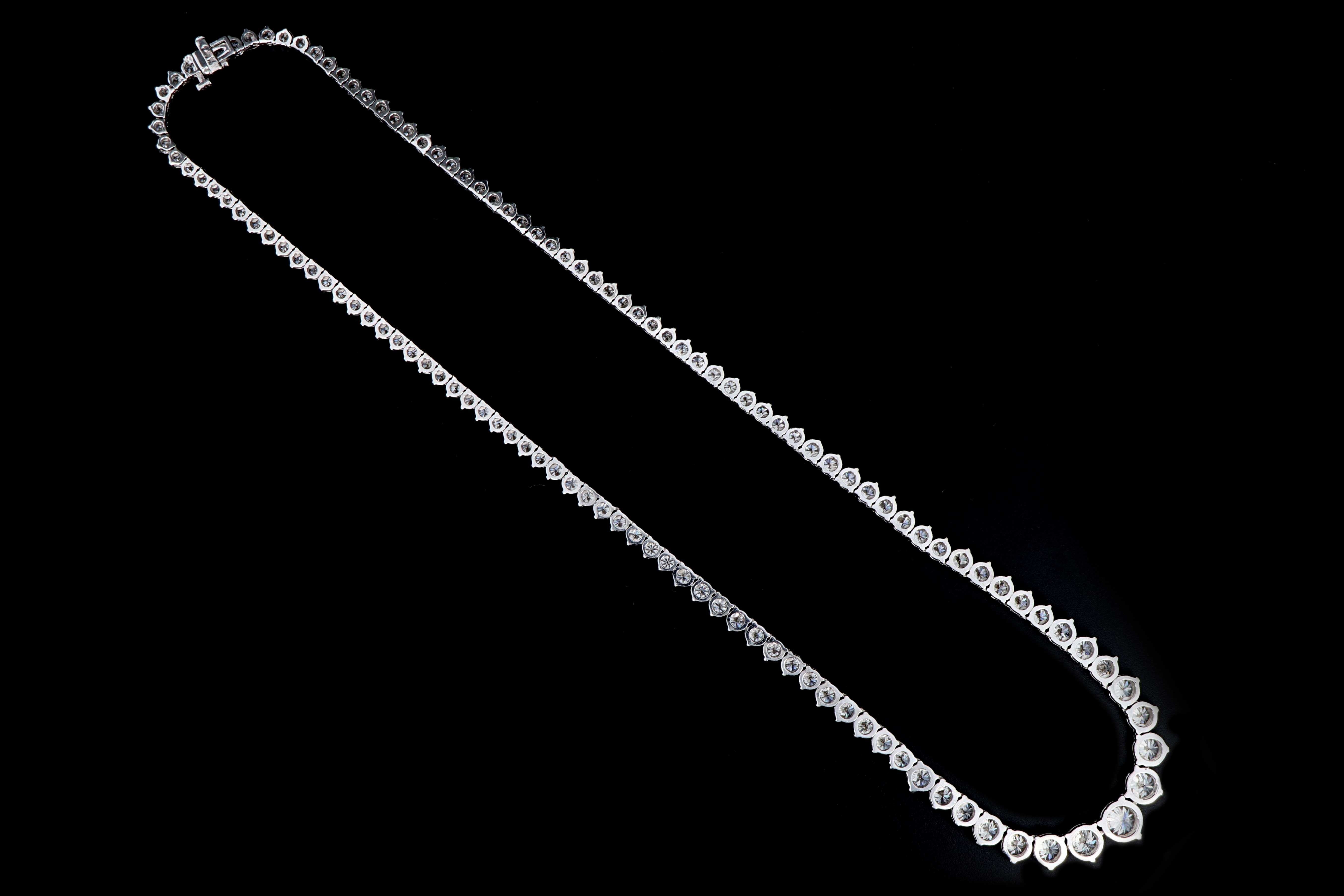 New 14K White Gold 17.39 CTW Graduated Round Brilliant Diamond Necklace - Queen May