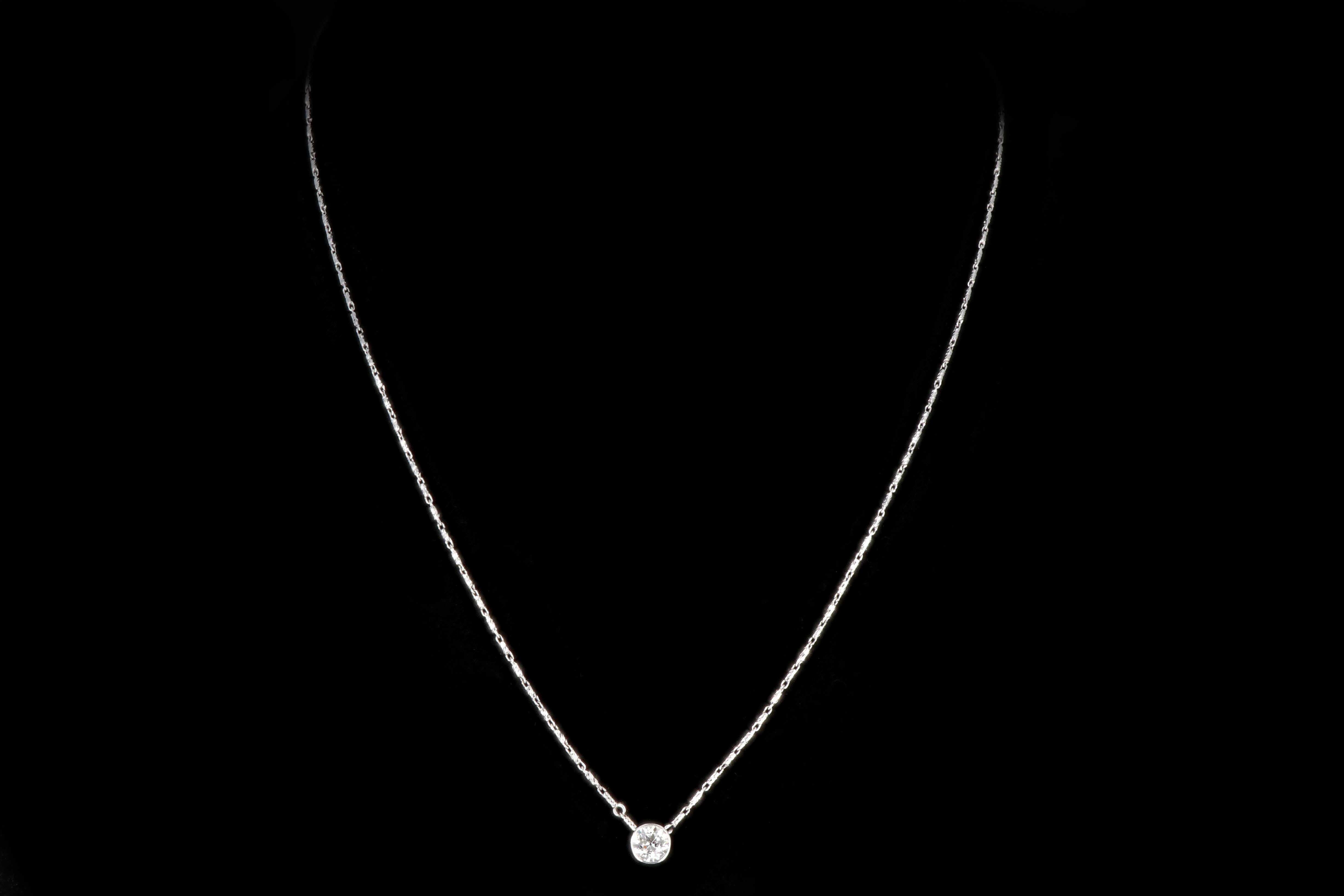 Modern 14K White Gold .6 CT Old European Cut Diamond Pendant - Queen May