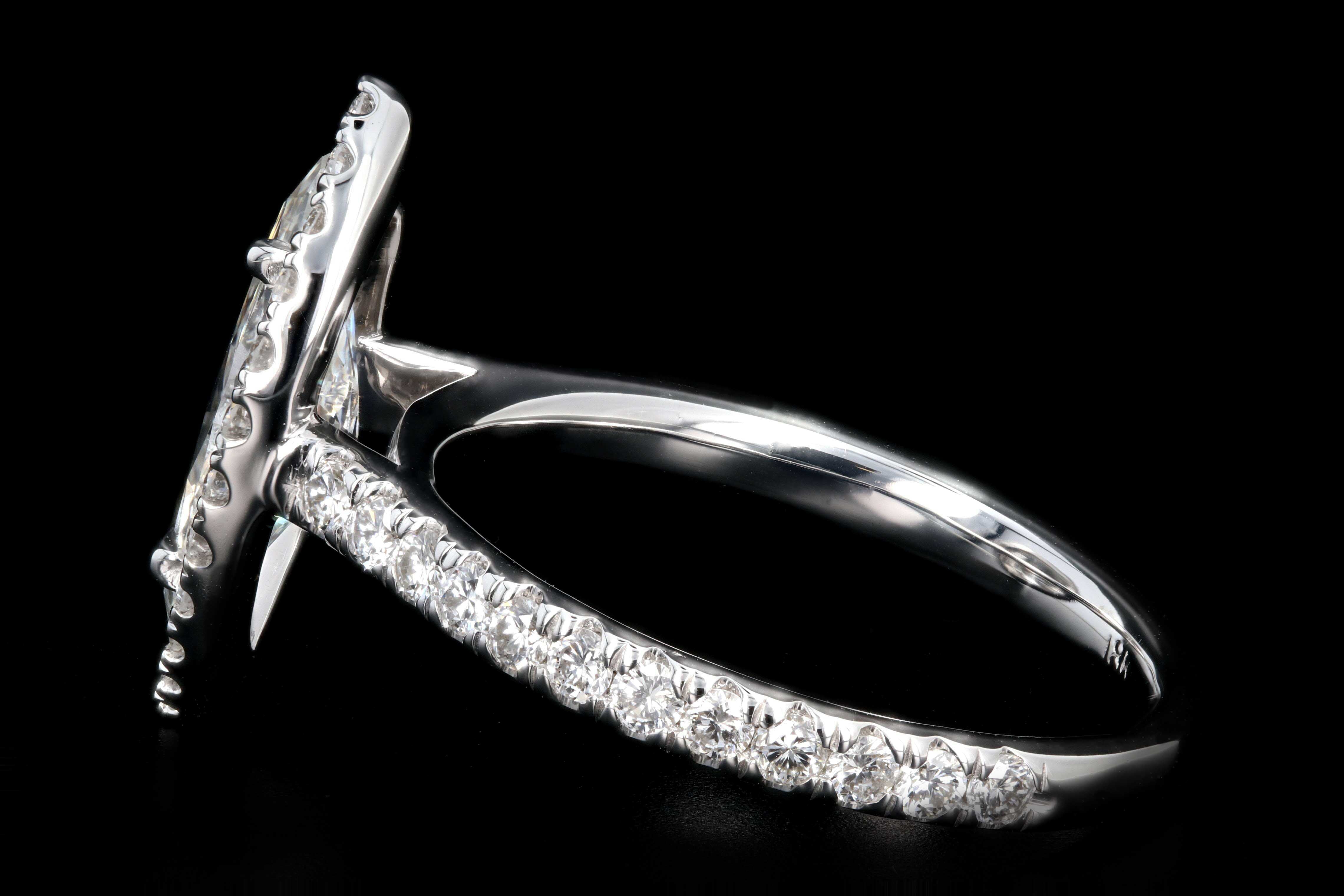 New 18K White Gold 1.47 CT Marquise Cut Diamond Engagement Ring GIA Certified - Queen May