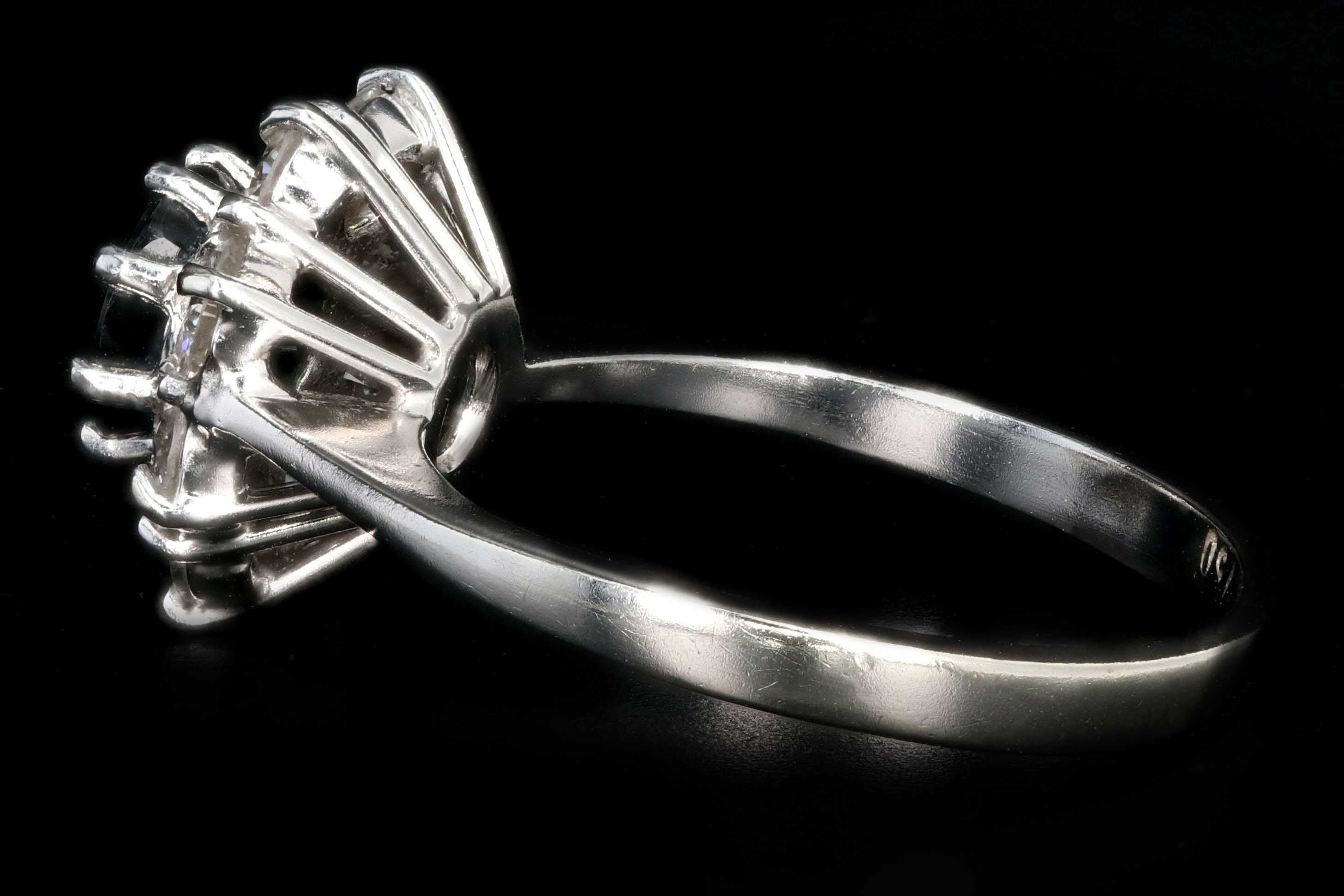 Modern 18K White Gold Natural Sapphire and Diamond Halo Ring - Queen May