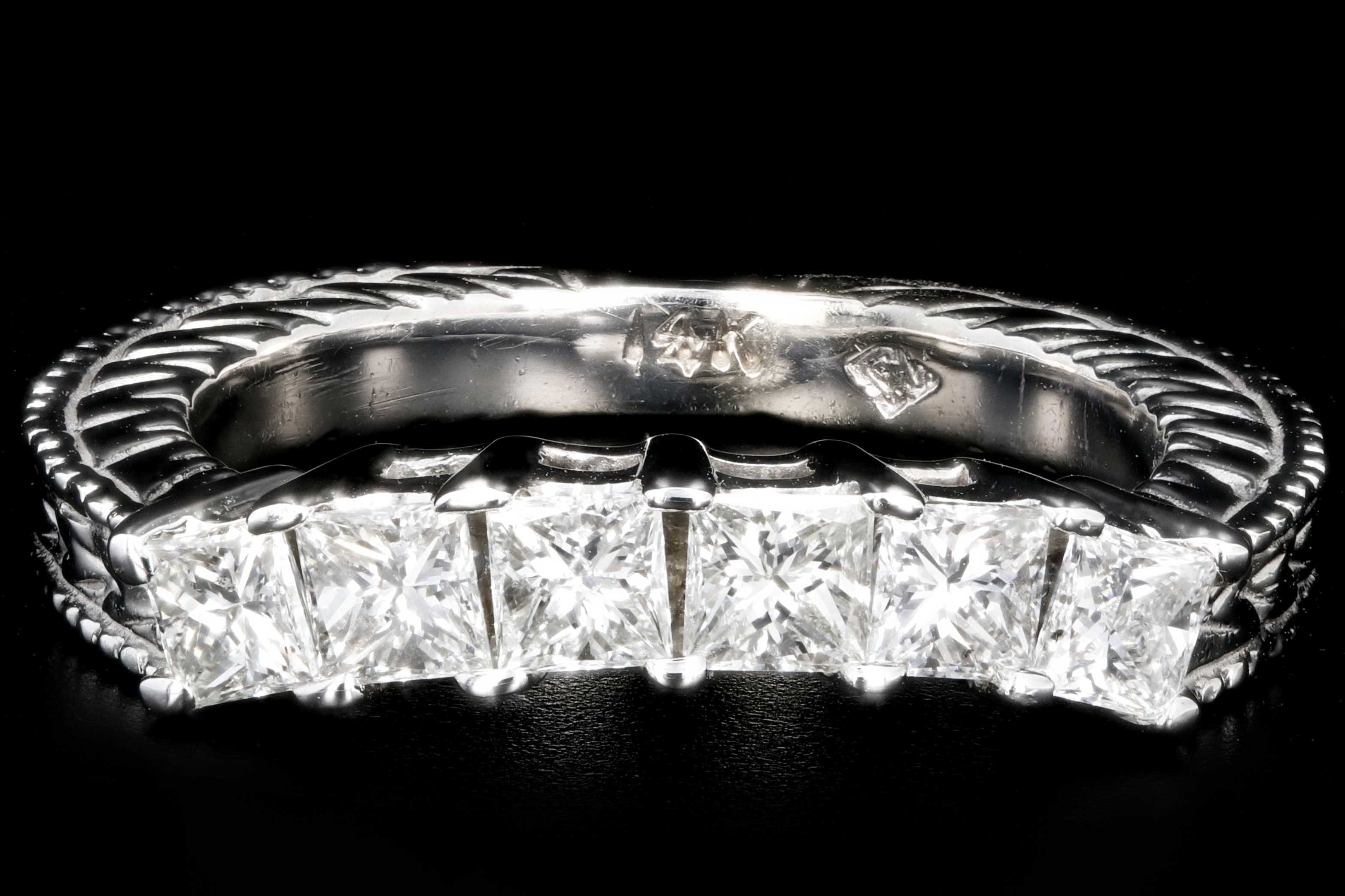 Modern 14K White Gold .75 Carat Princess Cut Diamond Half Band - Queen May