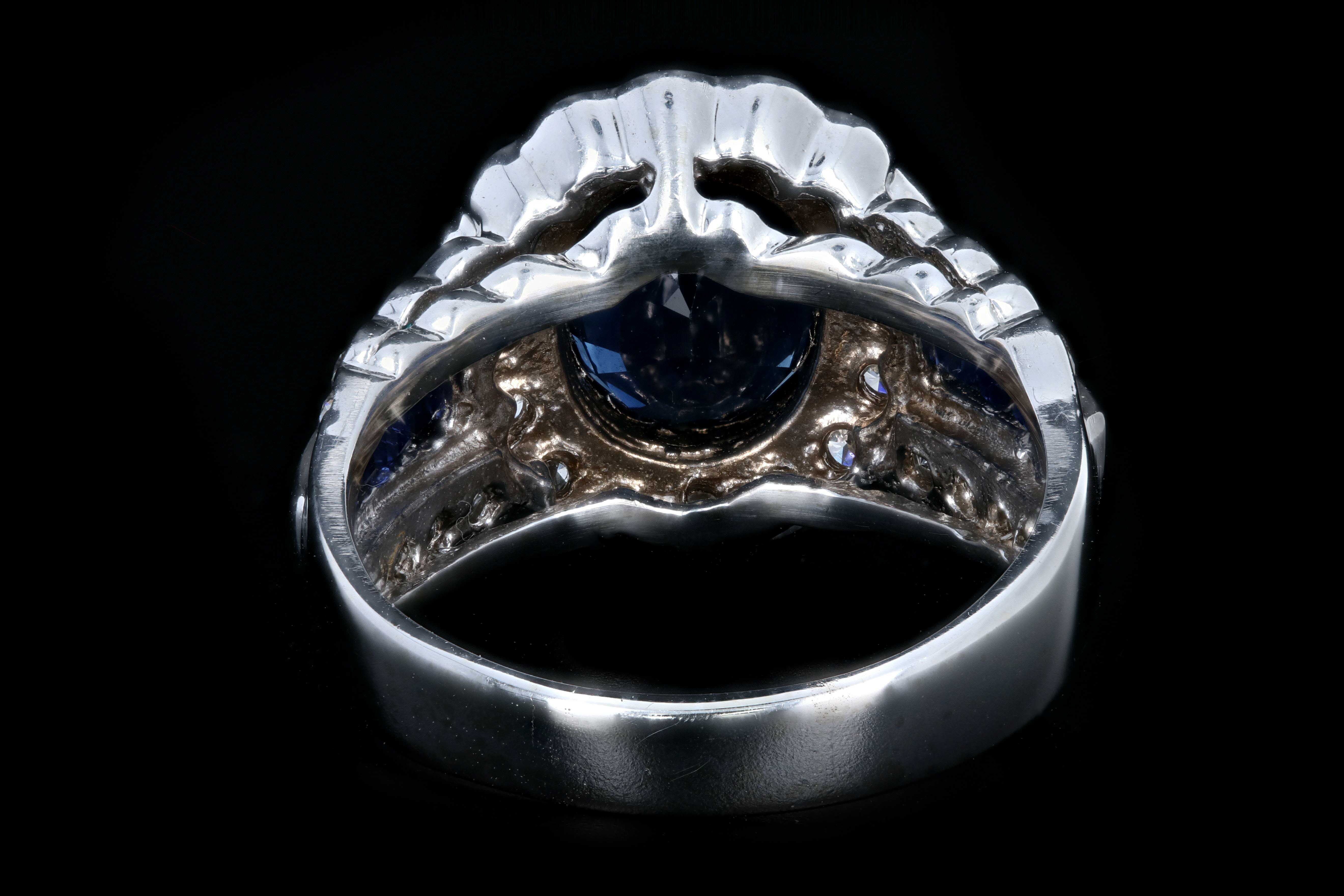 Modern 14K White Gold 2.5CT Sapphire and Diamond Ring - Queen May