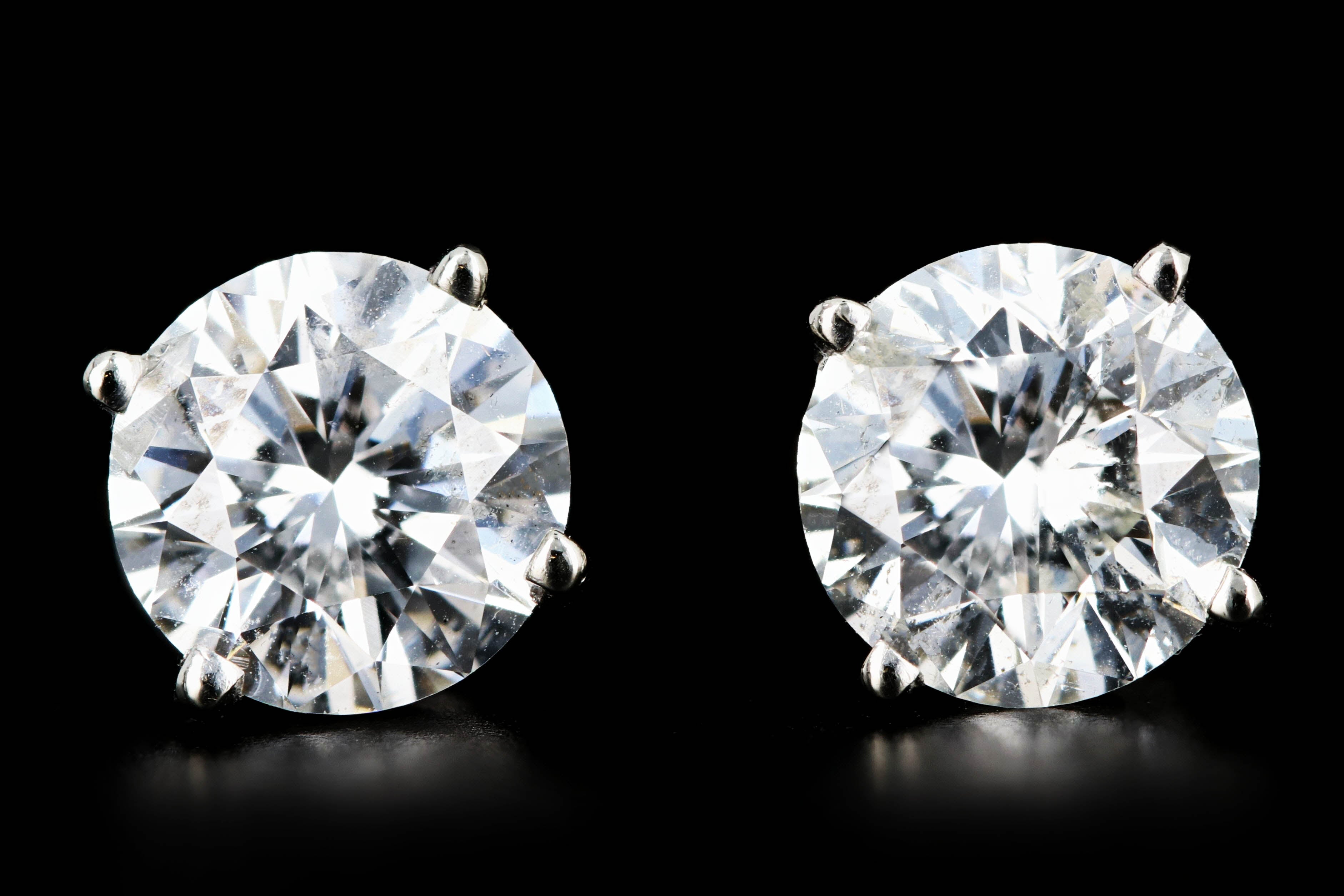 Modern 14K White Gold 2.6CTW Brilliant Round Diamond Studs - Queen May