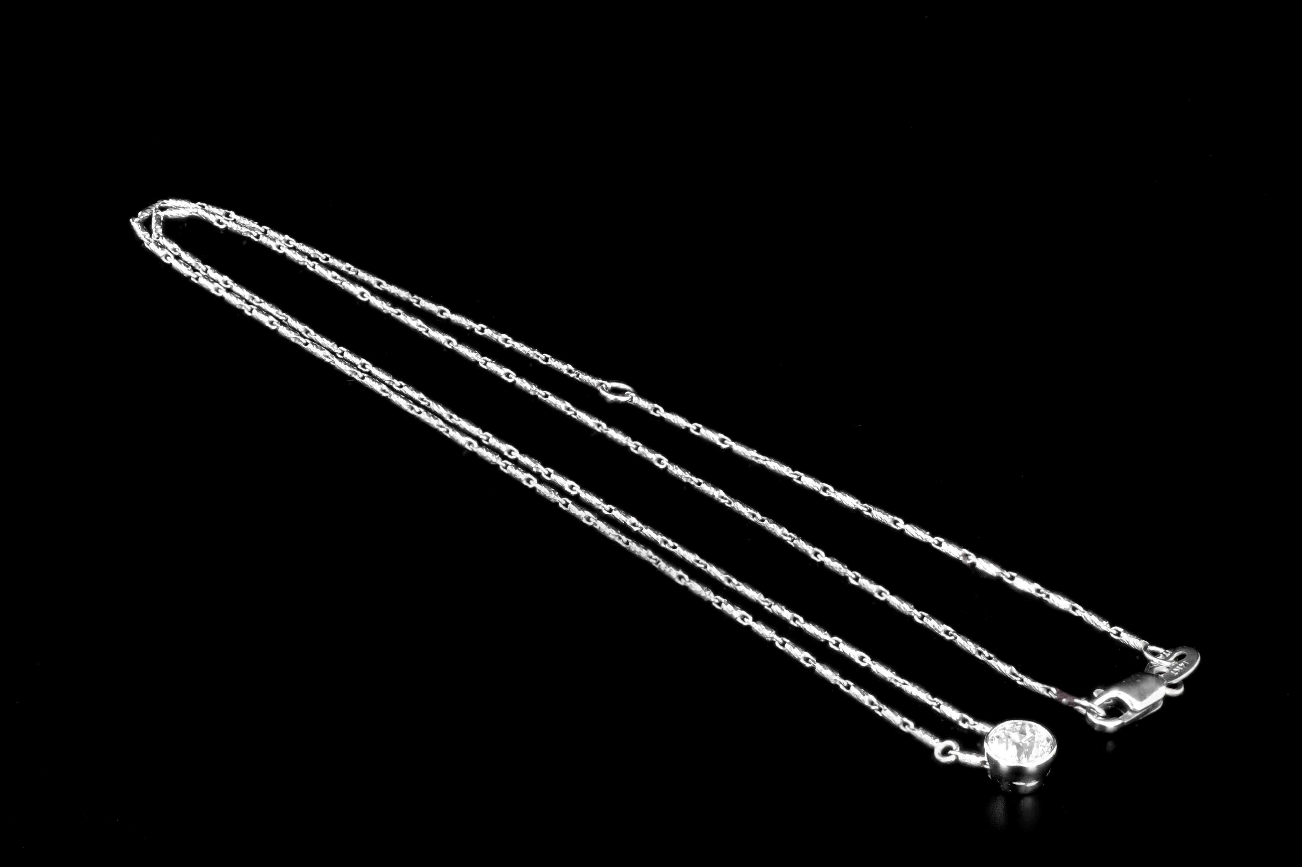 Modern 14K White Gold .6 CT Old European Cut Diamond Pendant - Queen May