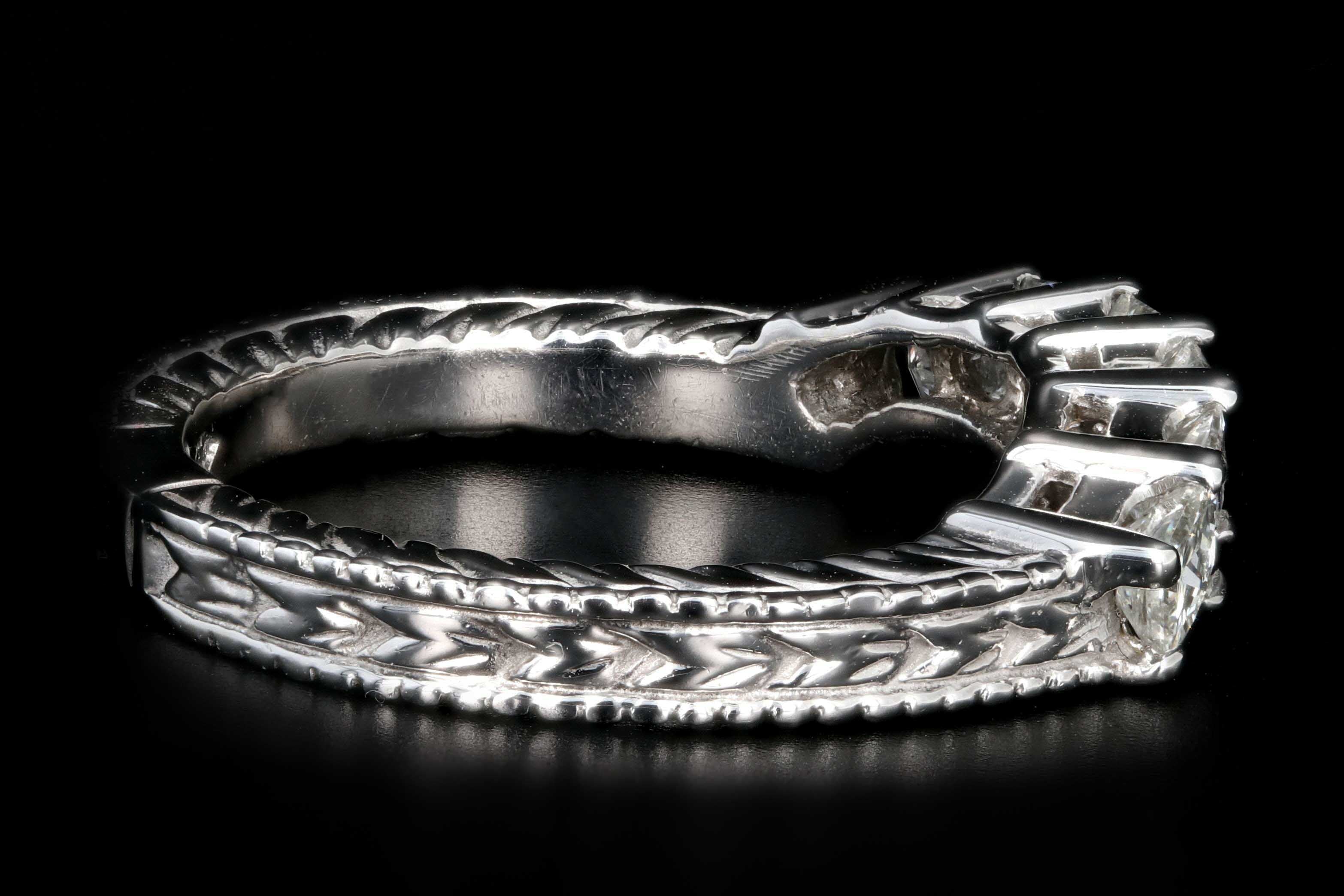 Modern 14K White Gold .75 Carat Princess Cut Diamond Half Band - Queen May