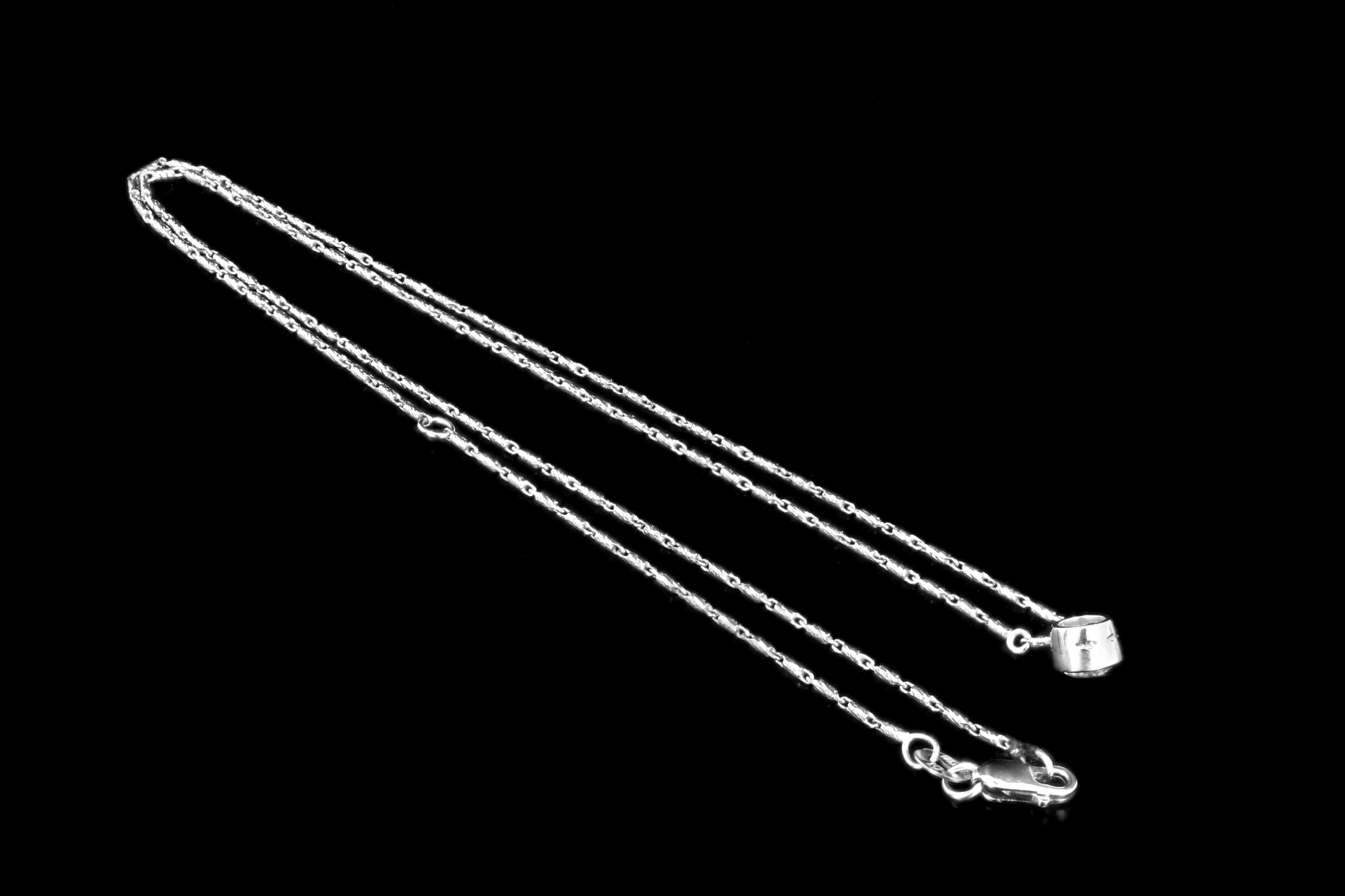 Modern 14K White Gold .6 CT Old European Cut Diamond Pendant - Queen May