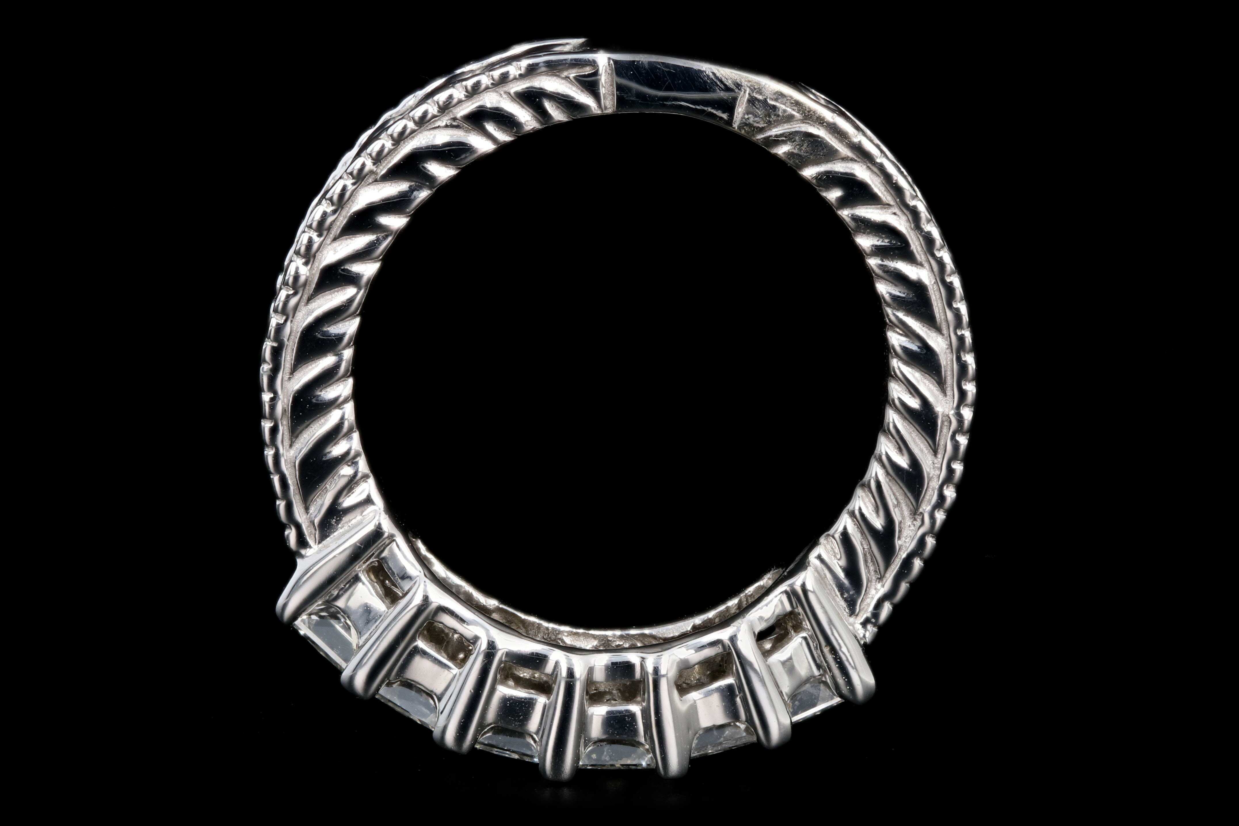 Modern 14K White Gold .75 Carat Princess Cut Diamond Half Band - Queen May