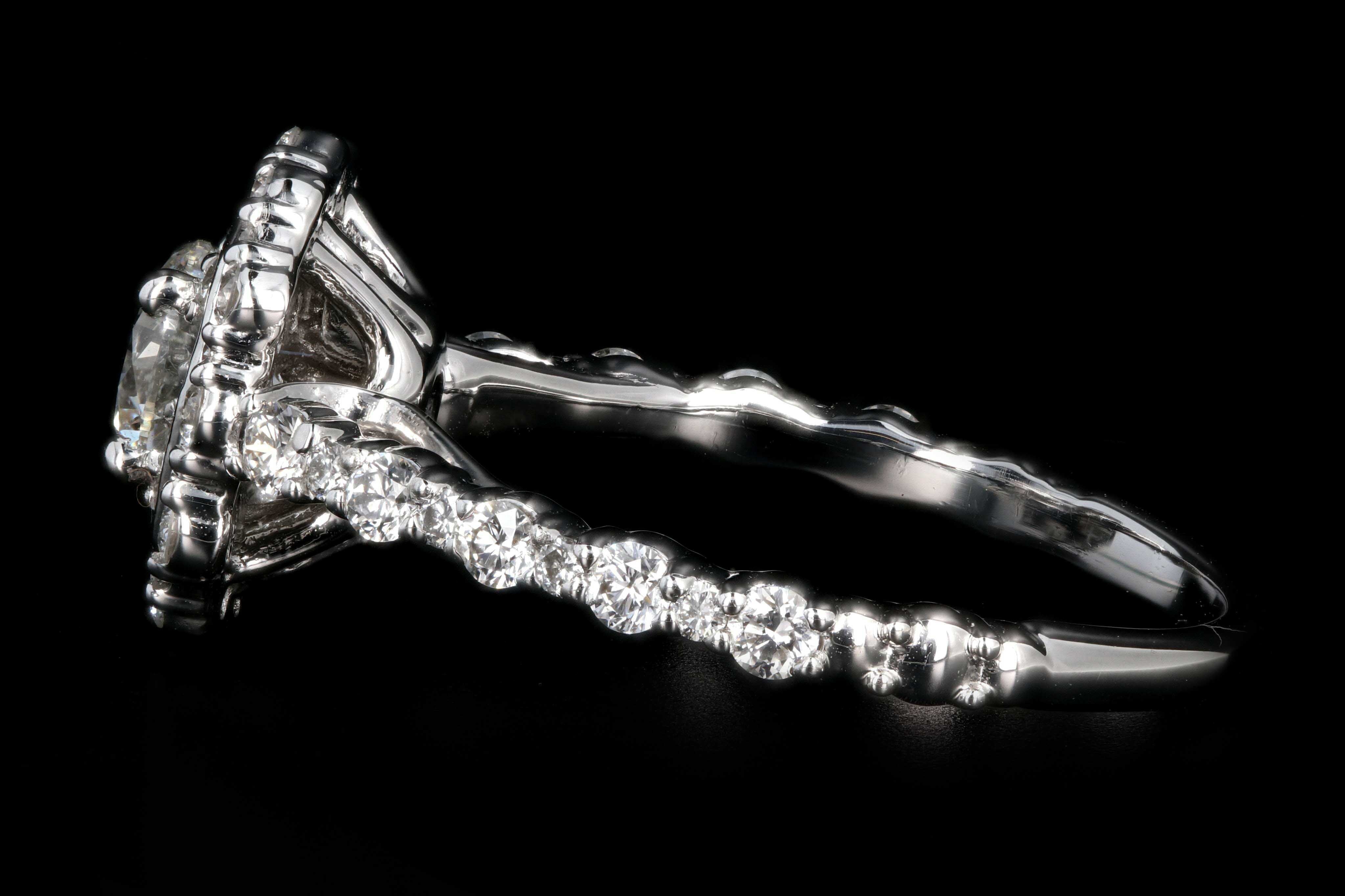 New 18K White Gold .59 Carats Round Brilliant Cut Diamond Engagement Ring - Queen May